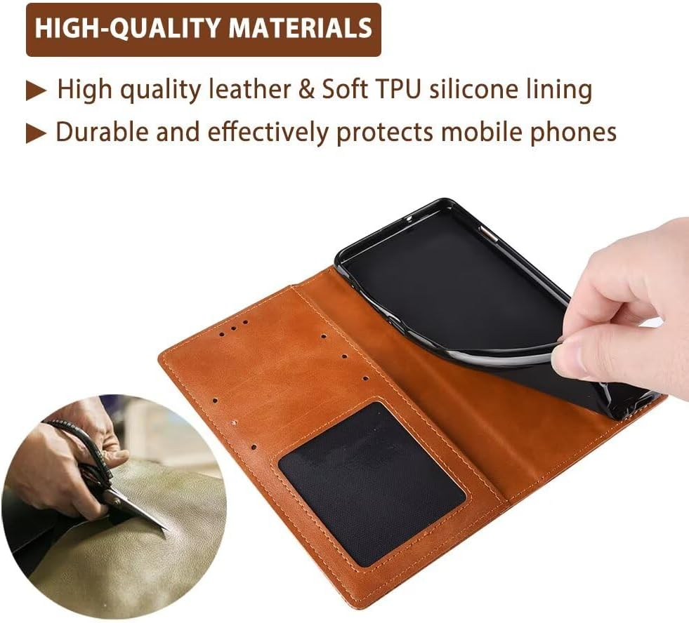 EASSGU Mobile Phone Case for Nubia Focus 5G (6.56 Inches) Flip Folio PU Leather Magnetic Switch Protective Case, [3 Card Slots] [1 Wallet] Stand Case - Black image number 4