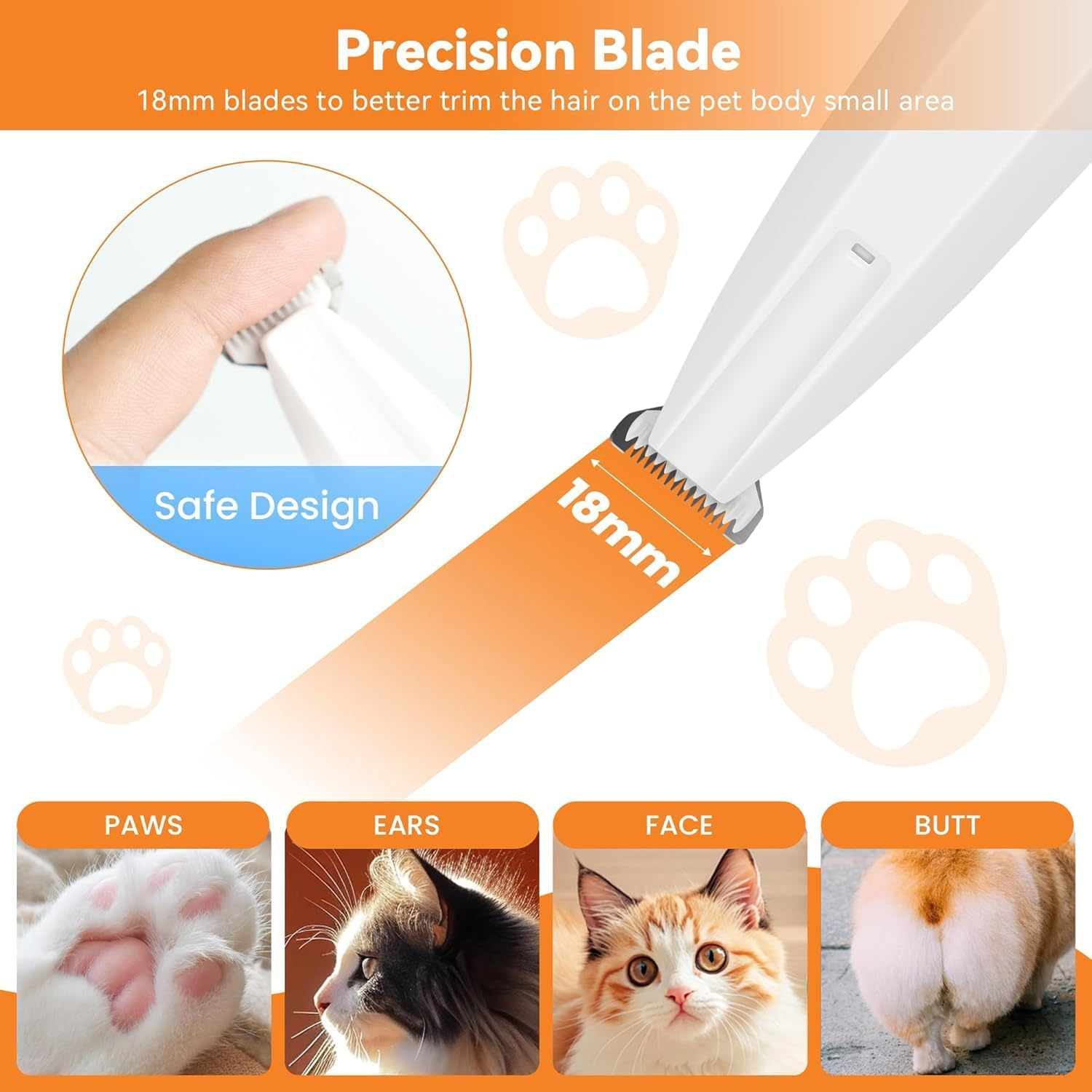 Dog Paw Trimmer,Dog Clippers with LED Display for Small Dogs & Cats,Rechargeable Pet Paw Trimmer, 45Db Low Noise Cordless Pet Shaver for Dogs Cats Paws, Eyes, Ears, Face, Rump image number 5