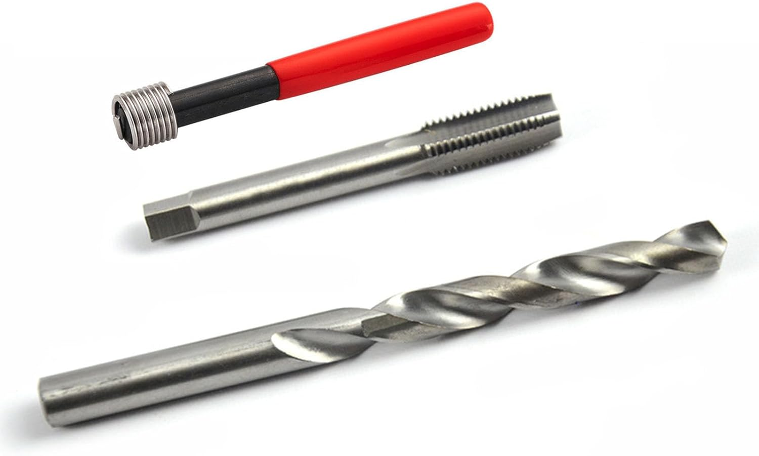 15Pcs Thread Repair Kit, M14X1.5Mm Metric Helicoil Thread Repair Insert Kit with HSS Drill Bits Taps Threaded Inserts Screw Tap Installation Breaking Tool for Auto Repairing image number 1