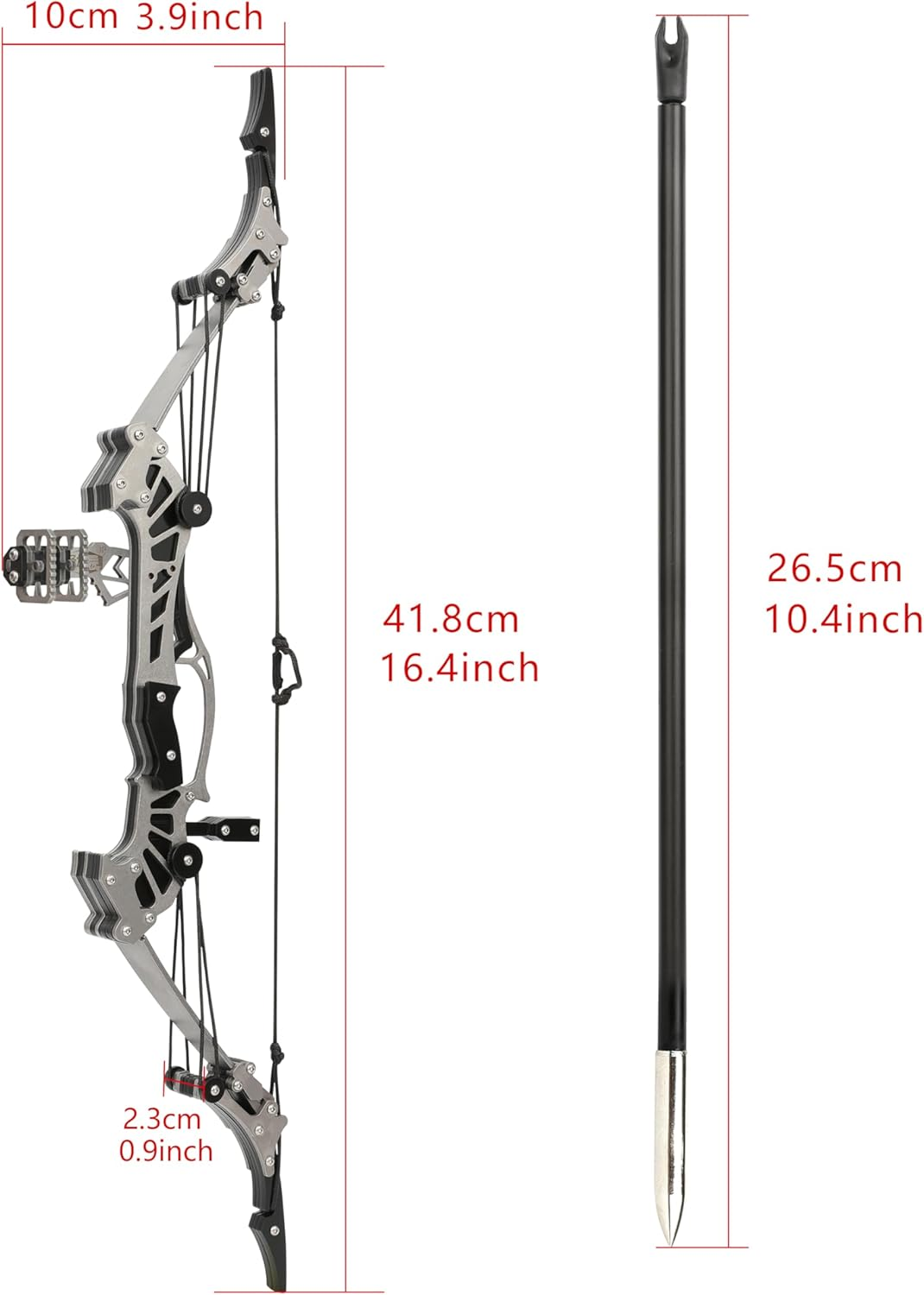 ZSHJGJR 16" Mini Compound Bow 16Lbs, Mini Archery Bow and Arrow Set, Mini Recurve Bow Set, Right/Left Handed for Target Shooting Hunting Games Archery Bow Set Gift