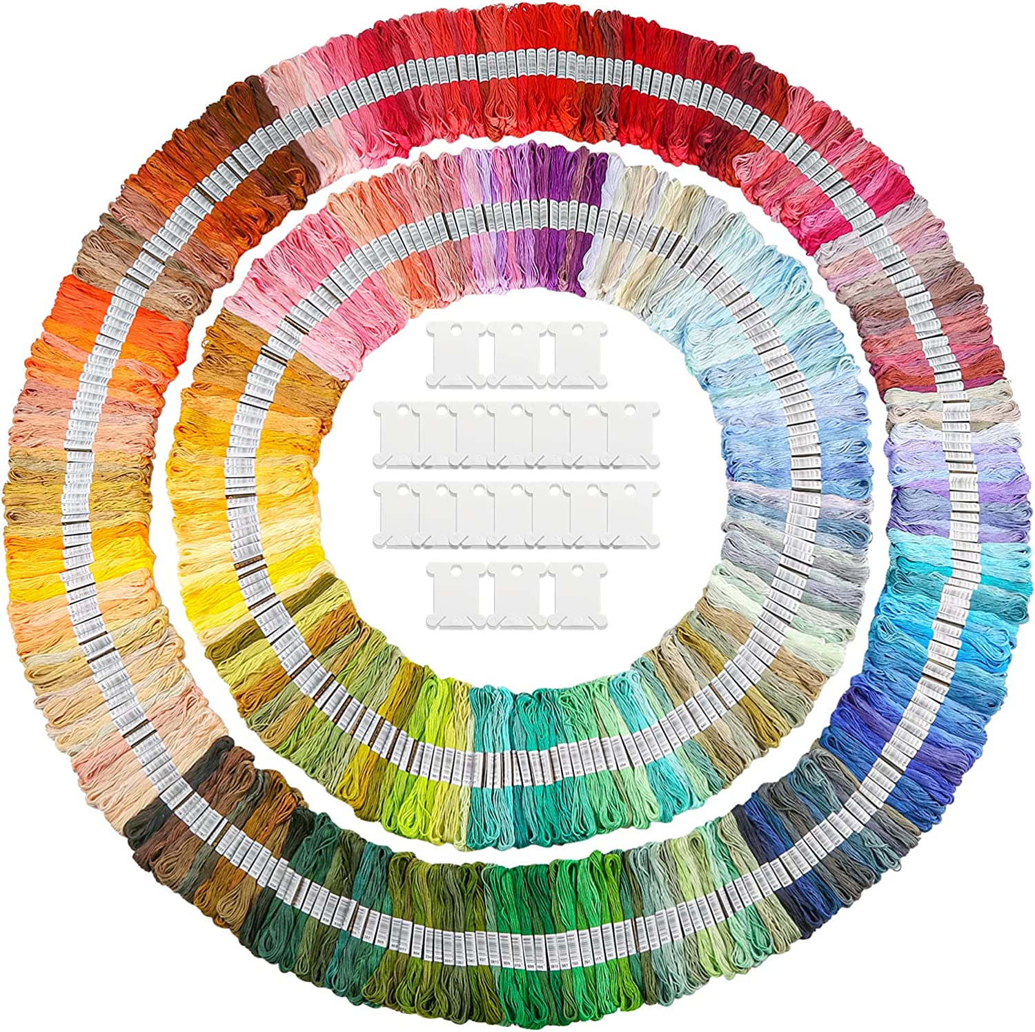 Caydo 100 Skeins Embroidery Floss, Rainbow Color Friendship Bracelets Floss Embroidery Thread with 12 Pieces Bobbins image number 6