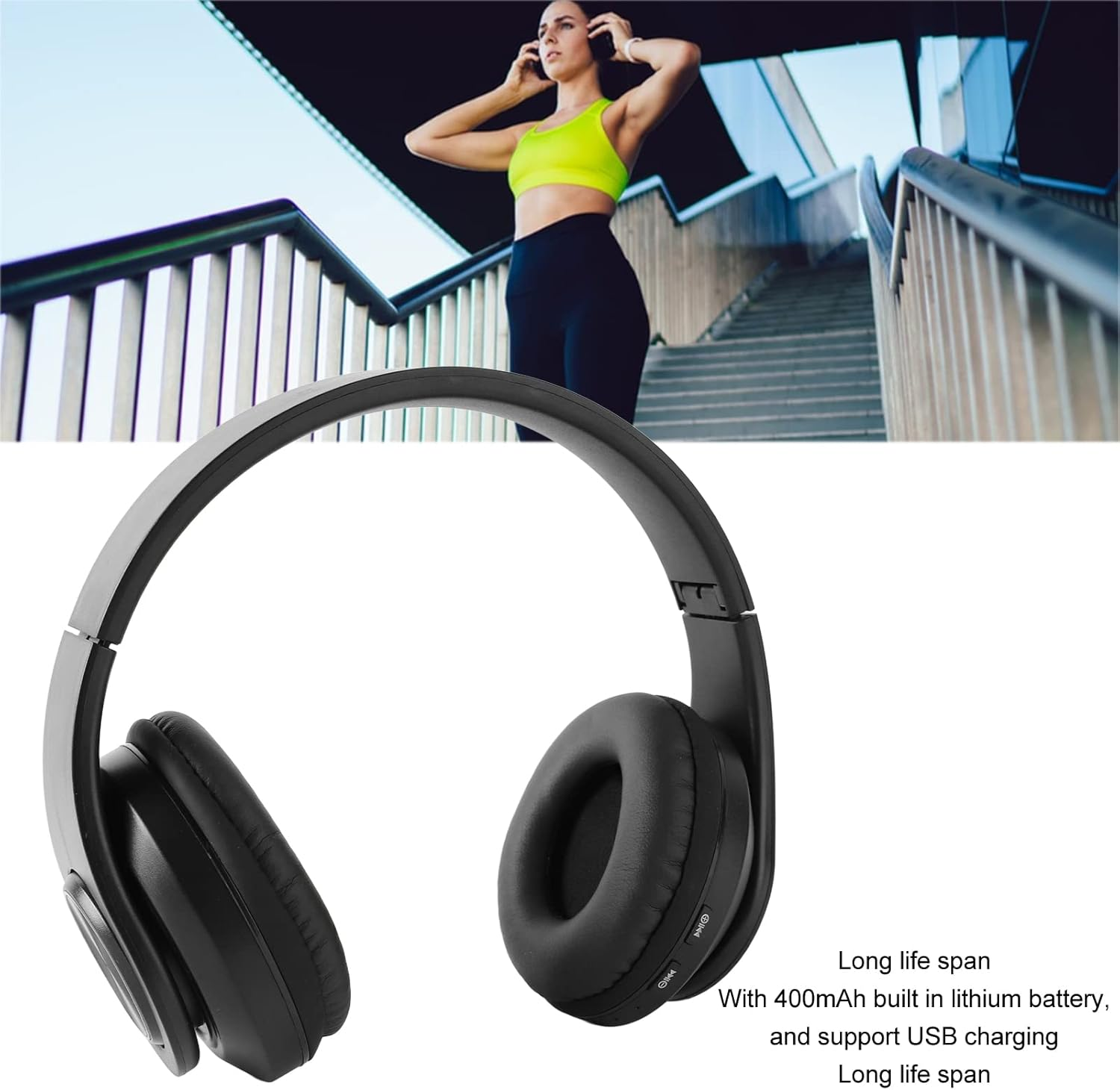 Active Noise Cancelling Headphones, Wireless Bluetooth Headphones, Stereo Sound Noise Reduction, Portable Foldable Bluetooth Headphones for Sports, image number 5