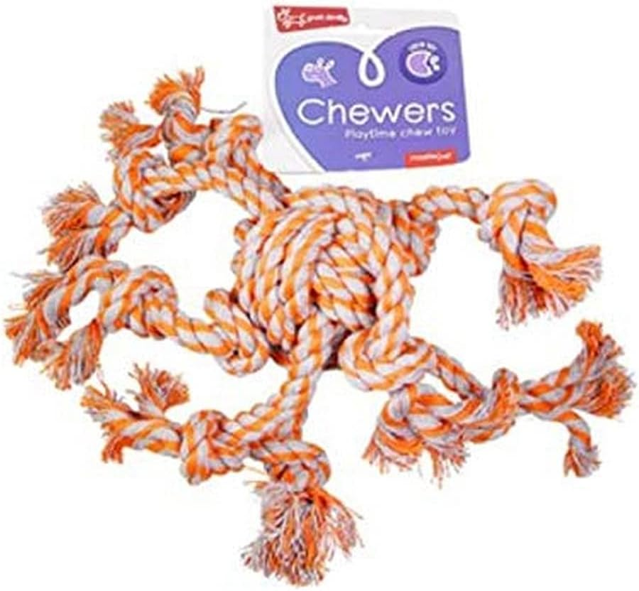 YOURS DROOLLY Chewers Octopus Rope for Dogs, Large, Orange