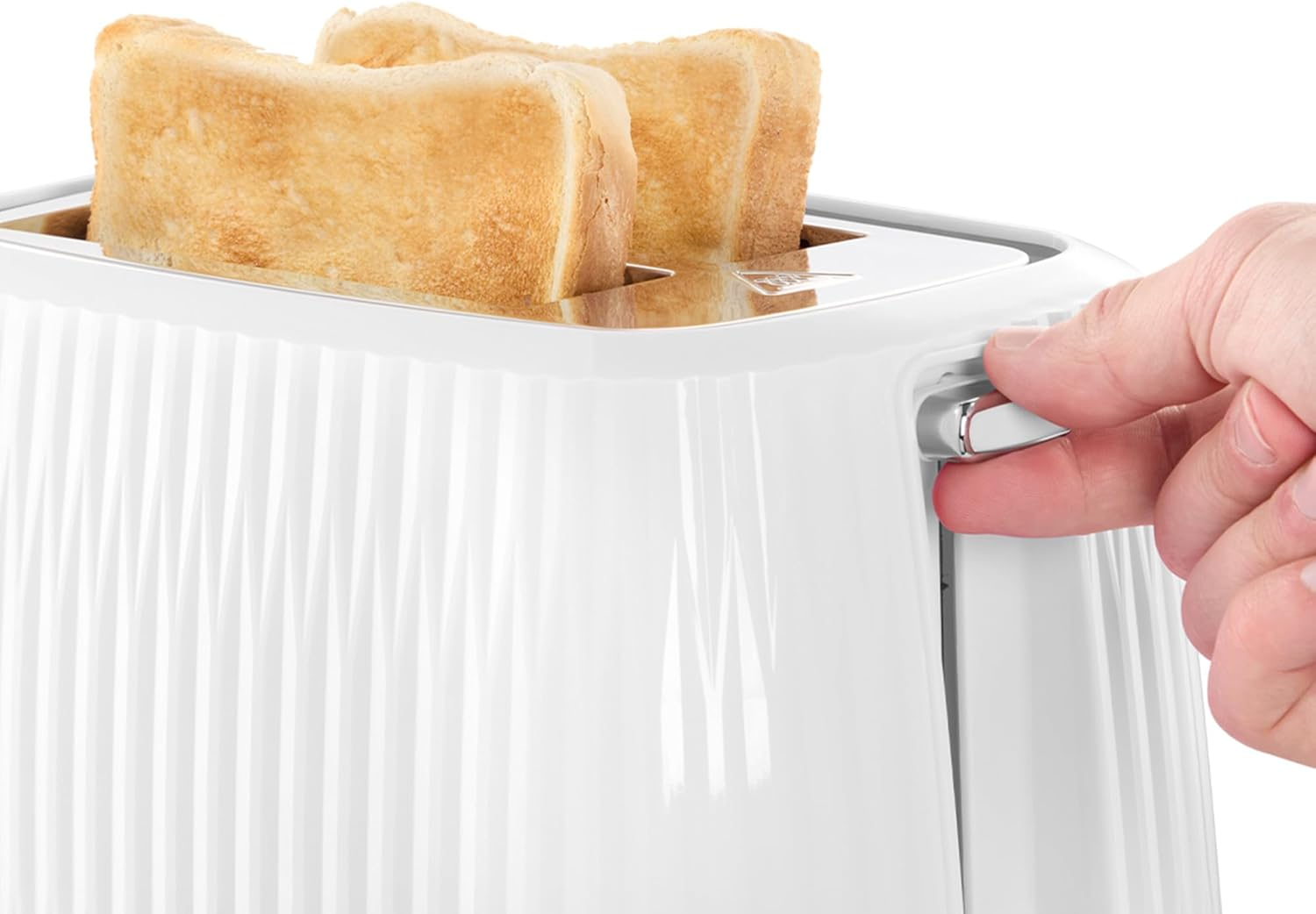 Russell Hobbs Eden 2 Slice Toaster, RHT2737WHT, Textured Design, High Lift, 6 Browning Settings, High Lift Feature, Crumb Tray, White
