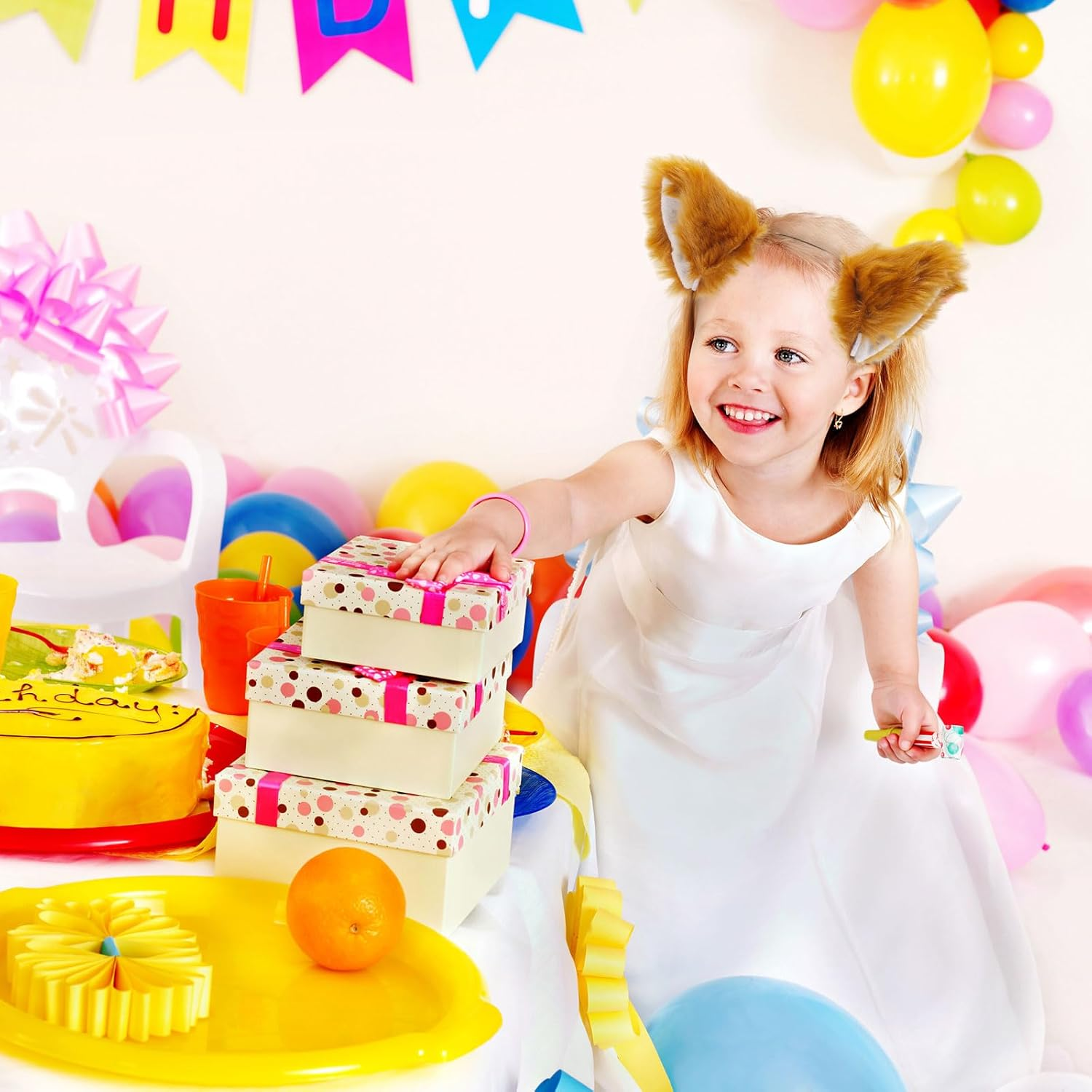 2 Pieces Fox Costume Headband with Fox Ears Animal Costume for Costumes Fox Cosplay Halloween Accessories Costume Stage Show (Brown) image number 4