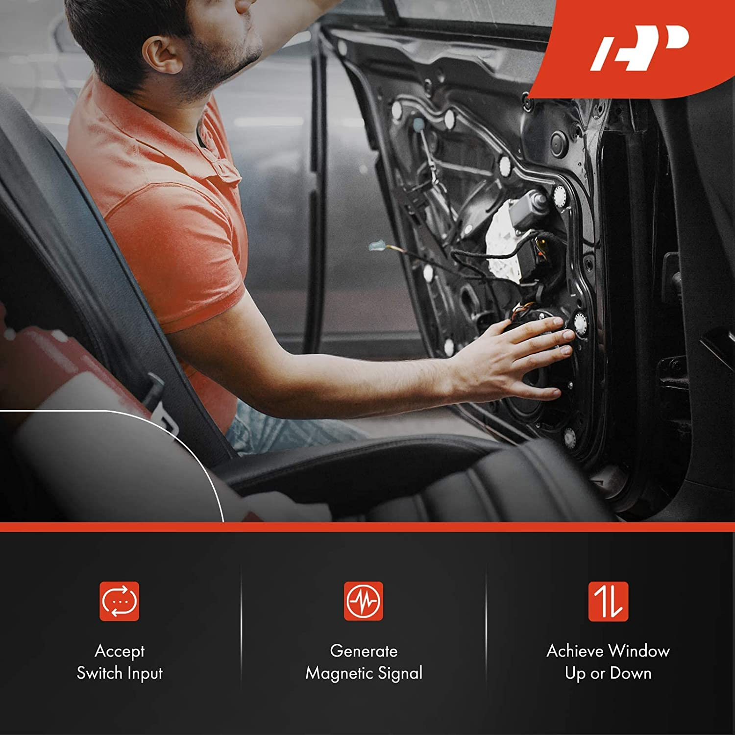 A-Premium Front Left Power Window Lift Motor Compatible with Acura RL 2005-2012, TSX 2004-2008 & Honda Accord 2003-2007 Sedan 4-Door, Driver Side, with Anti-Pinch, Replace# 72250SDAA01, 72250SECA01 image number 1