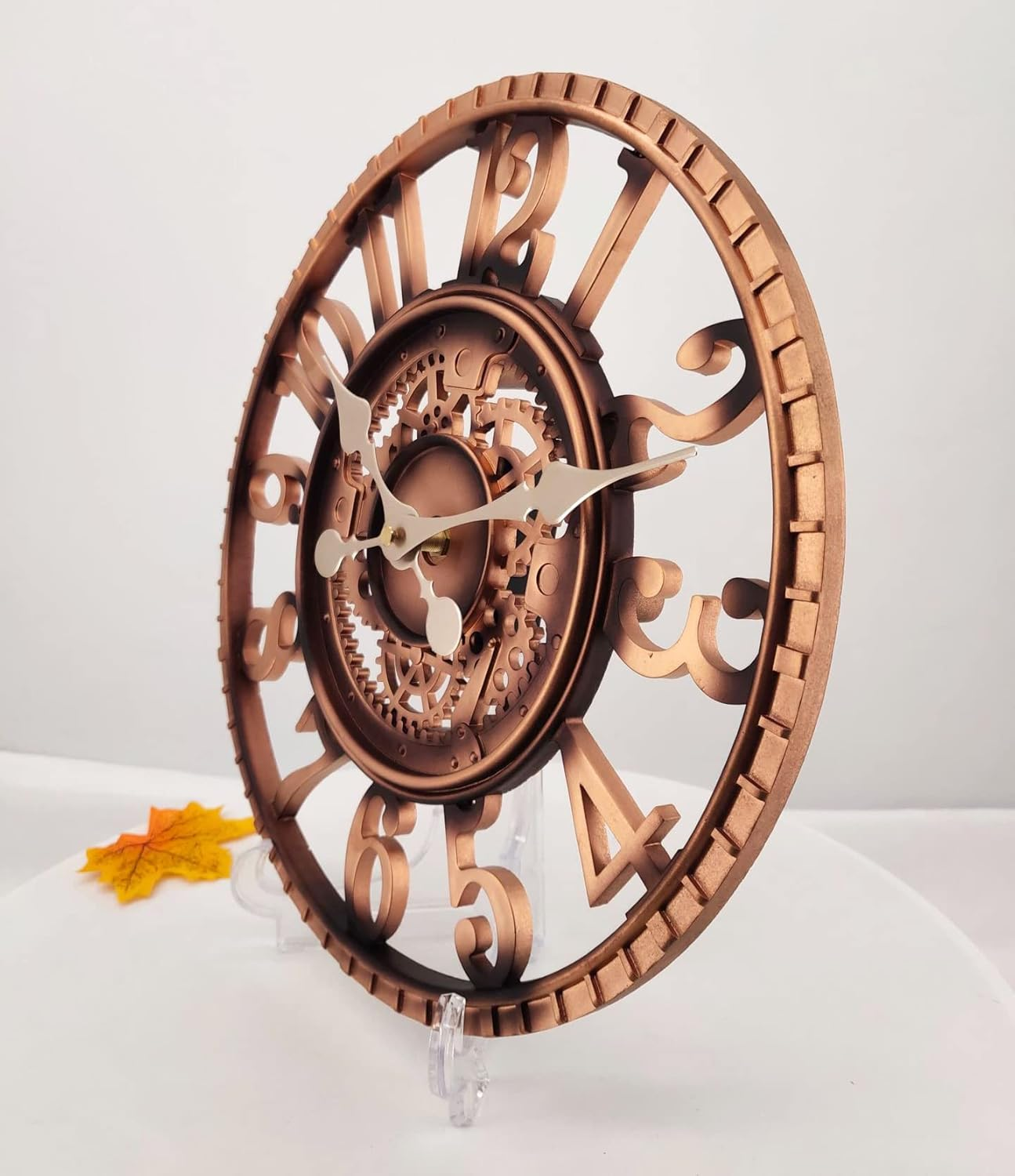 Outdoor Wall Clock 30 Cm Garden Clocks Waterproof Outdoor Wall Clock Vintage Kitchen Living Room Wall Clock Industrial 3D Wall Clock - Ticking (Copper) image number 5