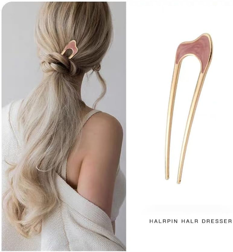 6 Pcs U-Shaped Hairpins for Buns & French Twist, Alloy Metal Hair Forks for Women, Secure Hold Hair Accessories for Thin/Thick Hair image number 2