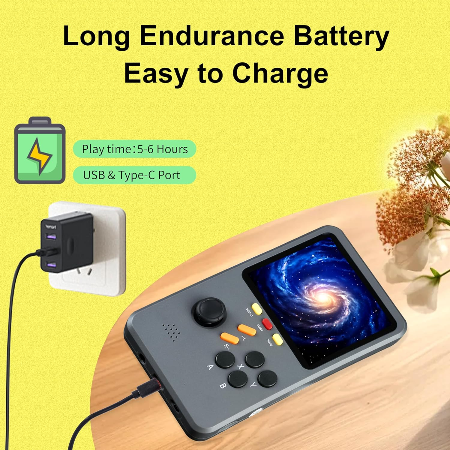 Welohas Gaming Console,10 Classic Emulator,Electronic 3D Game Consoles,10000+ Video Games Preloaded,64Gb TF Card,3.0" HD Screen,Portable Handheld Games for Kids,Teens Adults (Simple Black)