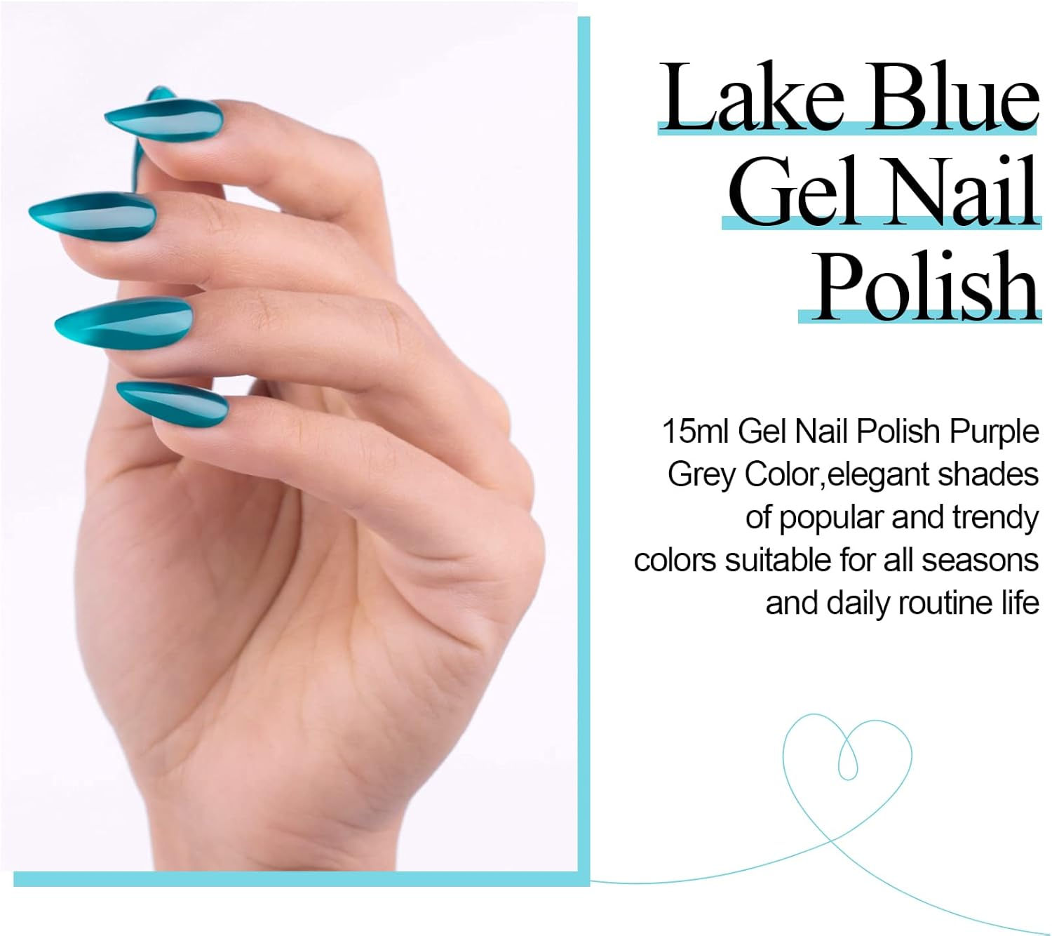 Aegean Blue Gel Nail Polish, 1 Pcs 0.5 Fl Oz Translucent Blue Green Gel Nail Polish Color Soak off Gel Polish Nail Art Manicure Salon DIY Nail Lamp Gel Nail Design Christmas Halloween Decoration image number 4