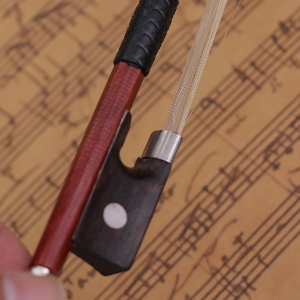 Violin Bow Practice Wood Guitar Accessory Horsehair Violin Bow 1/4 Violin Bow Carbon Fiber Violin Bow Arbor Violin Bows Violin Accessories for Beginners Child Violin Strings Wooden Electric image number 3