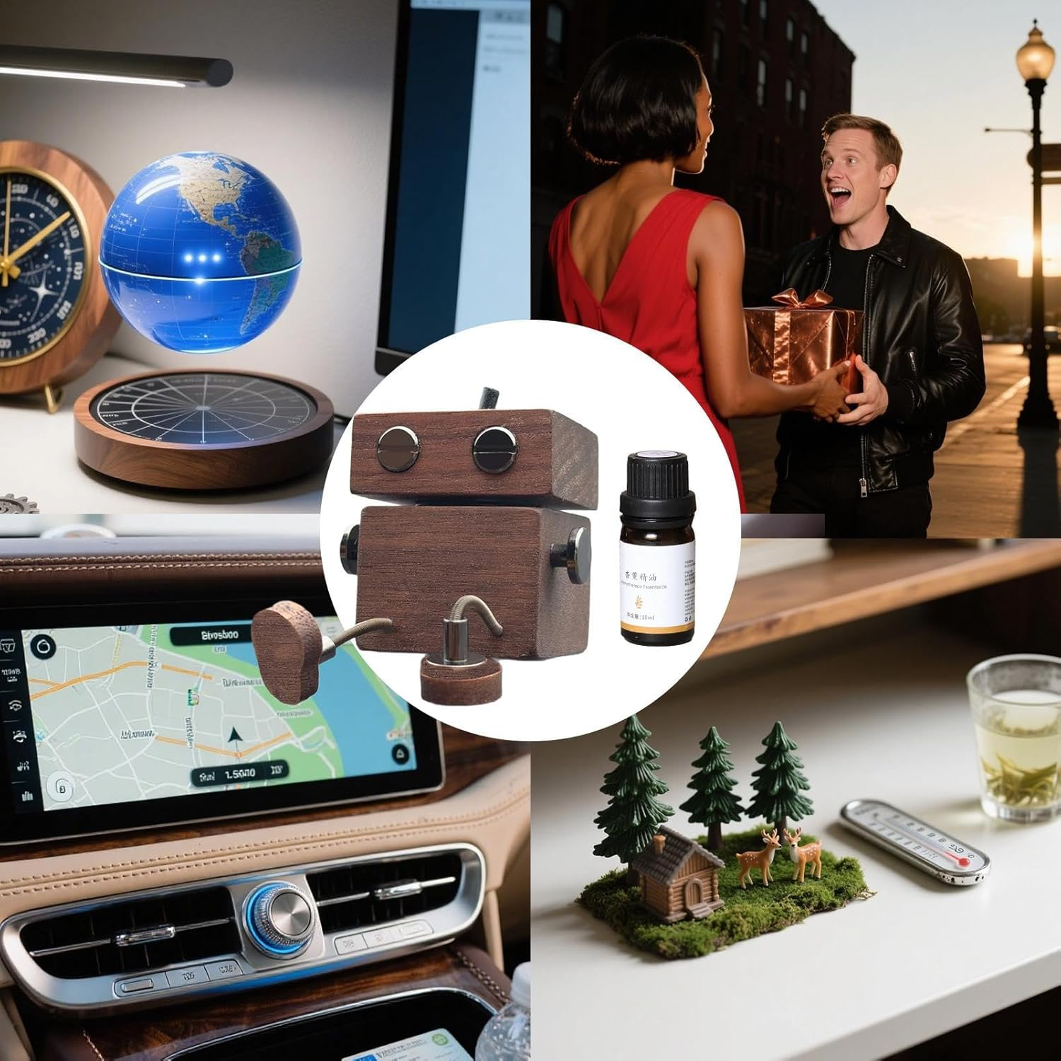 Car Scent Freshener, Shaking Wooden Man Figurine Car Air Freshener, Automotive Aromatherapy Odor Eliminator Perfume Figurine for Men Women Dad Father Husband image number 5