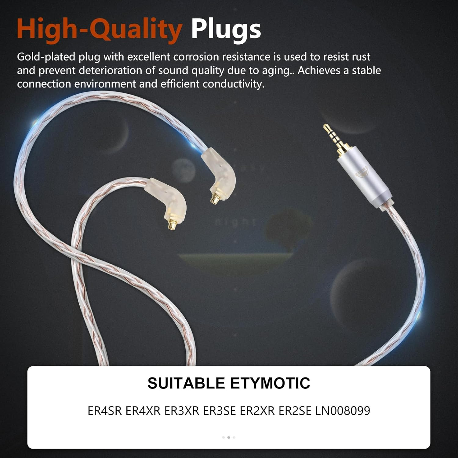 Okcsc ER4SR to 3.5MM Upgraded Replacement Cable for Etymotic Earphones Cable 4 Core for Etymotic ER4SR ER4XR ER3XR ER3SE ER2XR ER2SE LN008099 3.94FT image number 6