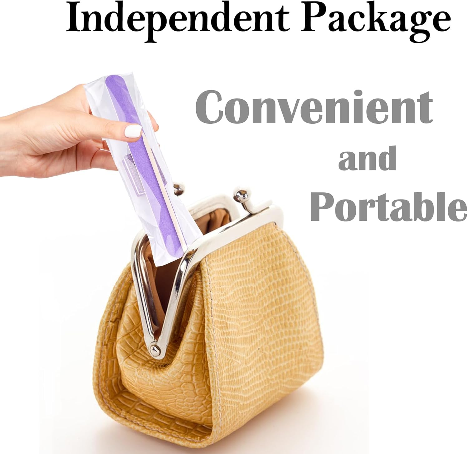 50 Set Disposable Manicure Kit, Including 50Pcs Mini Nail Buffer, 50Pcs Nail File, 50Pcs Wood Stick, 50Pcs OPP Bag, Press on Nail Tool Kit for Salon Home (Purple) image number 6