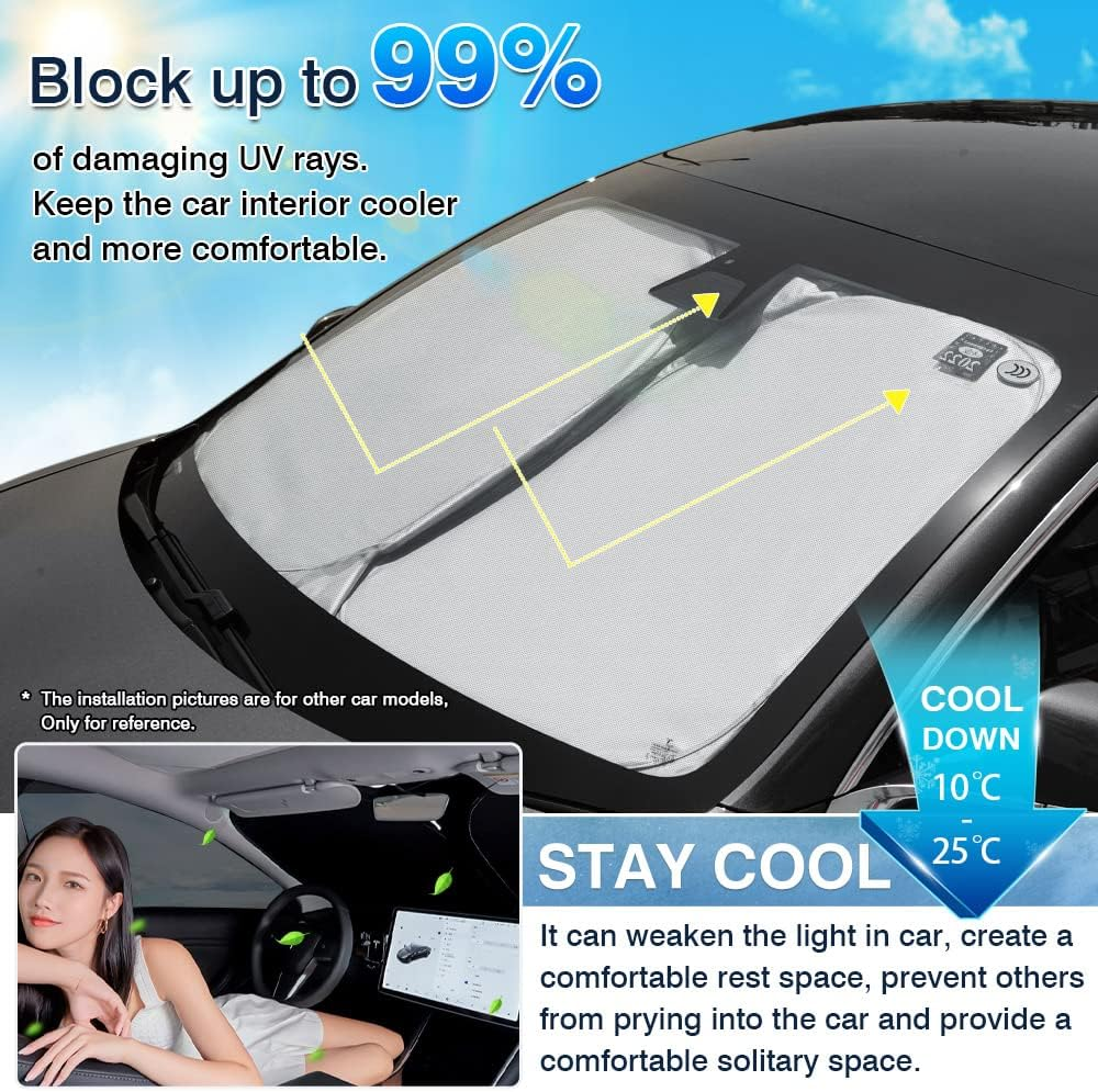 Karltys Compatible with Sunshade Honda Civic 2016-2021 10Th Gen. Accessories Windshield Sun Shade UPF50+ Foldable Front Window Cover 240T Reflective Sun Visor Protector Block Heat Keep Car Cooler image number 3