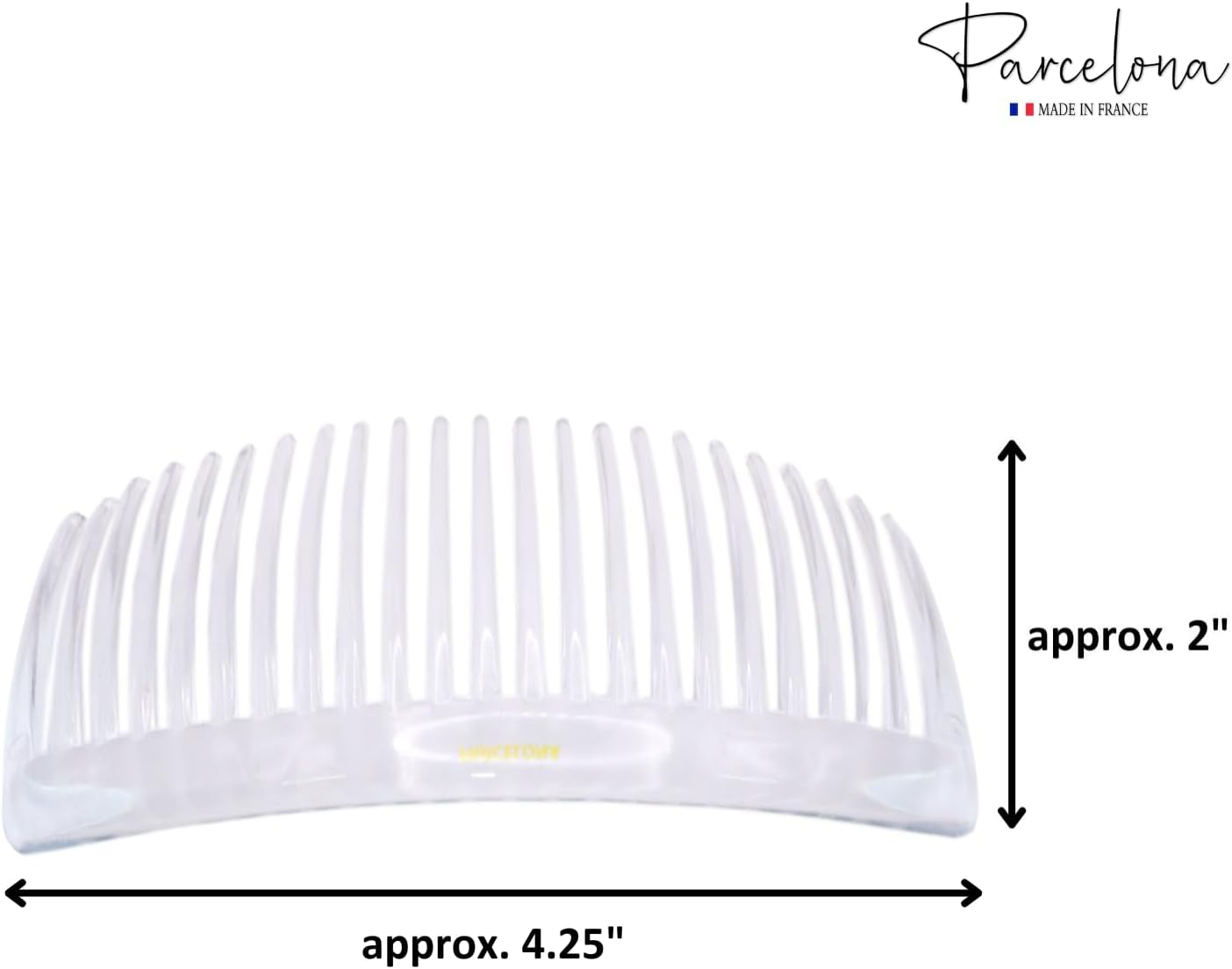 Parcelona French Pair of Clear Crystal Color Large Glossy Cellulose Acetate Good Grip Updo 23 Teeth Hair Side Combs 4.25 Inch - Brown image number 3