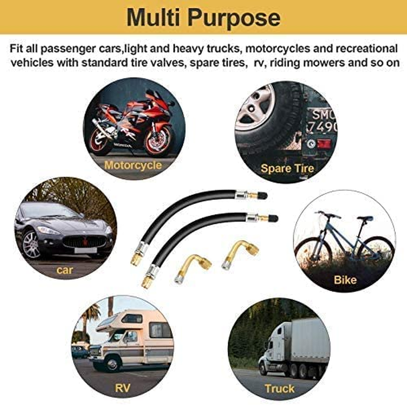 2 Pieces 8.25 Inch Flexible Extension Tire Valve Adaptor and 2 Pieces 90 Degree Tyre Valve Extension Adaptor for Universal Cars Truck Motorcycle Bike Scooter image number 6