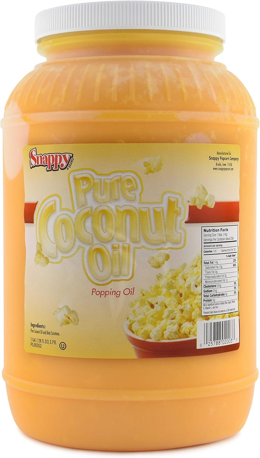 Snappy Popcorn Colored Coconut Oil, 1 Gallon