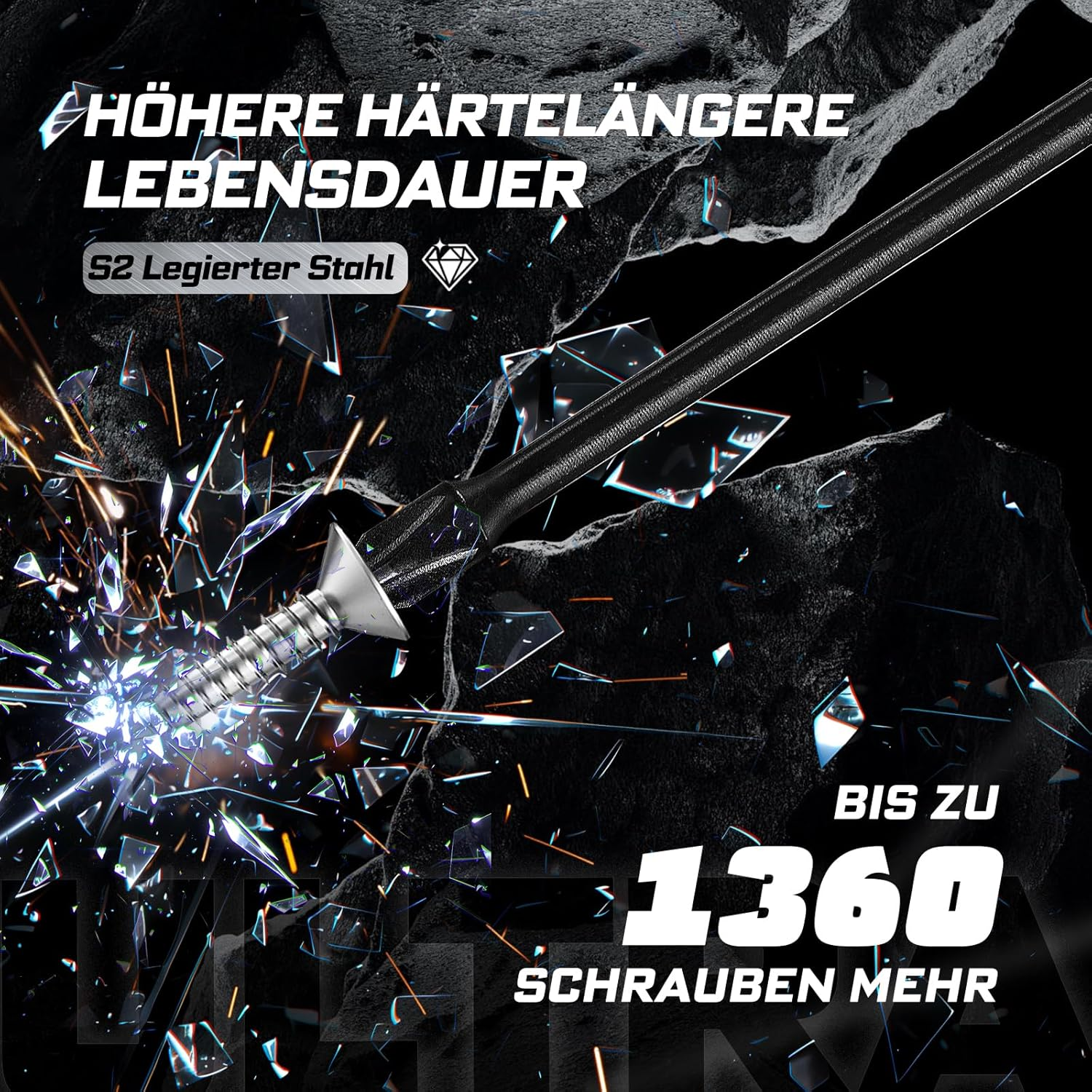 GEINXURN 13-Piece Phillips Screwdriver Bit Set, Impact-Resistant PH1, PH2, PH3, 150 Mm Length, 1/4 Inch Hex Shank, S2 Alloy Steel, Magnetic Screwdriver Bit Set, Ultra Colour Code image number 3