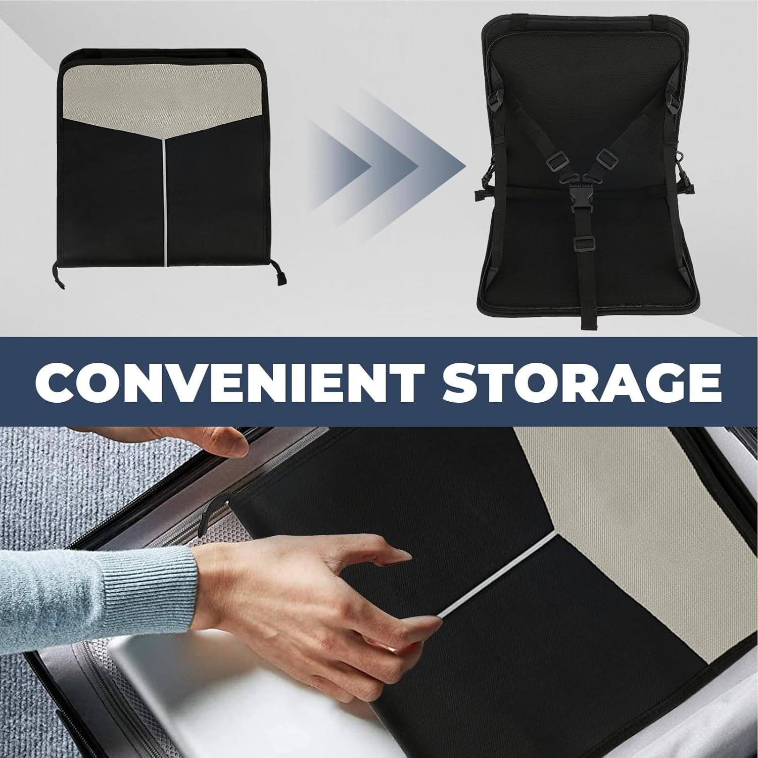 Carry Luggage Seat for Kids - Foldable Adjustable Luggage Seat | Kids Travel Suitcase Seat, Carry Luggage Seat with Safety Belt, Black Luggage Seat for Travel, Vacation image number 1