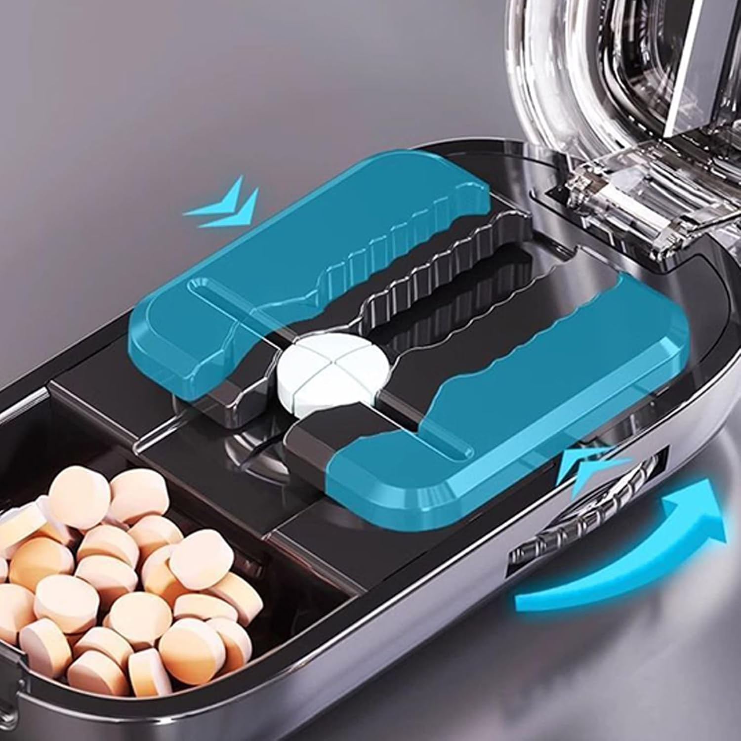 Pill Cutter Splitter, Portable Pill Cutter Splitter, Medicine Case Half or Quarter Crusher for Cutting Multiple Pills, Easy to Use with Safe 3.35X1.77X0.91 Inches image number 6