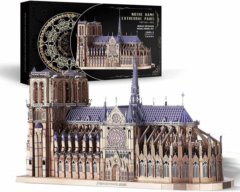 Piececool 3D Metal Puzzles for Adults and Teens, Notre Dame De Paris Church Metal Model Kit, Challenge French Cathedral Brain Teaser Architecture Building Blocks Puzzle Learning Toys, 382 Pcs image number 5