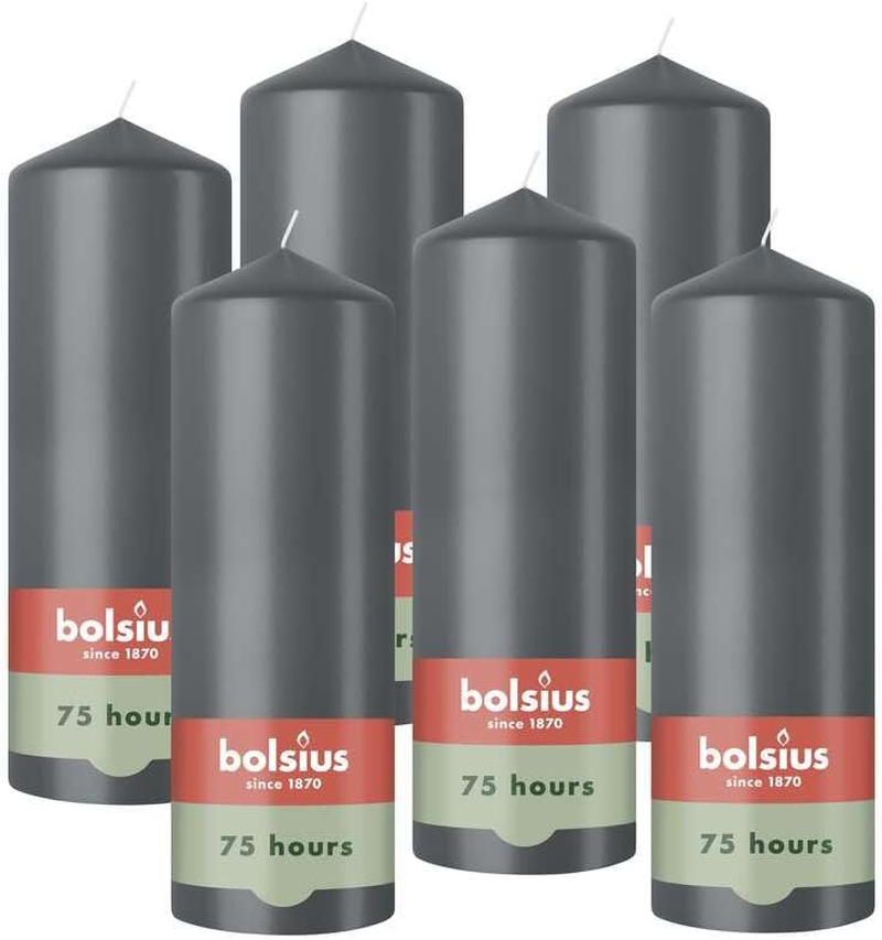 Bolsius - Pillar Candle - Anthracite - 20 Cm - Burn Time 75 Hours - with Natural Extracts - Natural Plant Wax - without Palm Oil image number 3