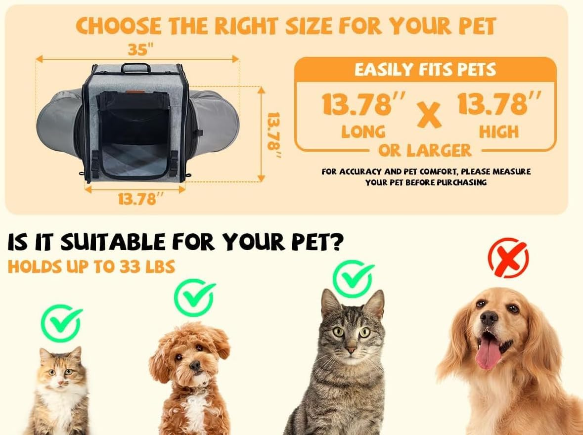 Cat Travel Carrier with Litter Box, Portable Single Cat Carrier, Soft Foldable Design with Shoulder Strap, Hammock & Cushion, Small Size, Grey image number 2