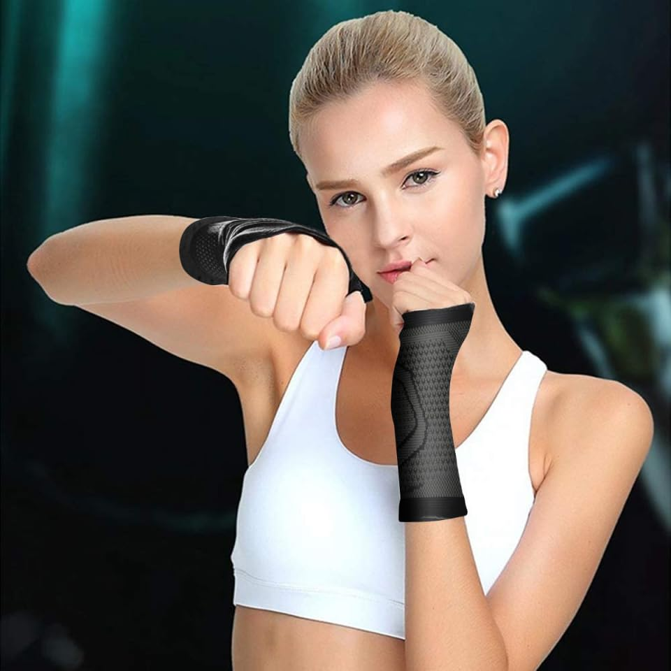 Mobestech 2Pcs Compression Palm Wristlet Wrist Sleeves Carpal Tunnel Wrist Brace Wrist Wraps image number 5