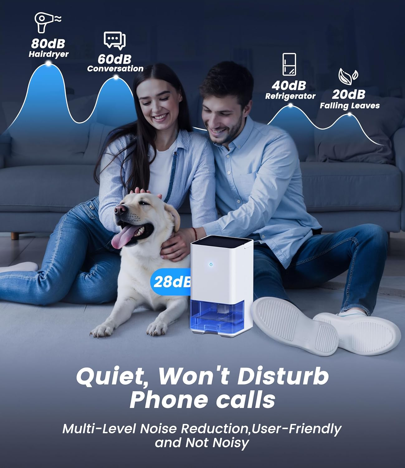 AUSELECT Electric Dehumidifier for Mold - 1200Ml Electric Dehumidifier with Ultra Quiet & Auto Shut off 7 Colorful LED, Portable Small Dehumidifiers for Bedroom, Bathroom, Wardrobe, Closet, Car, Home image number 2