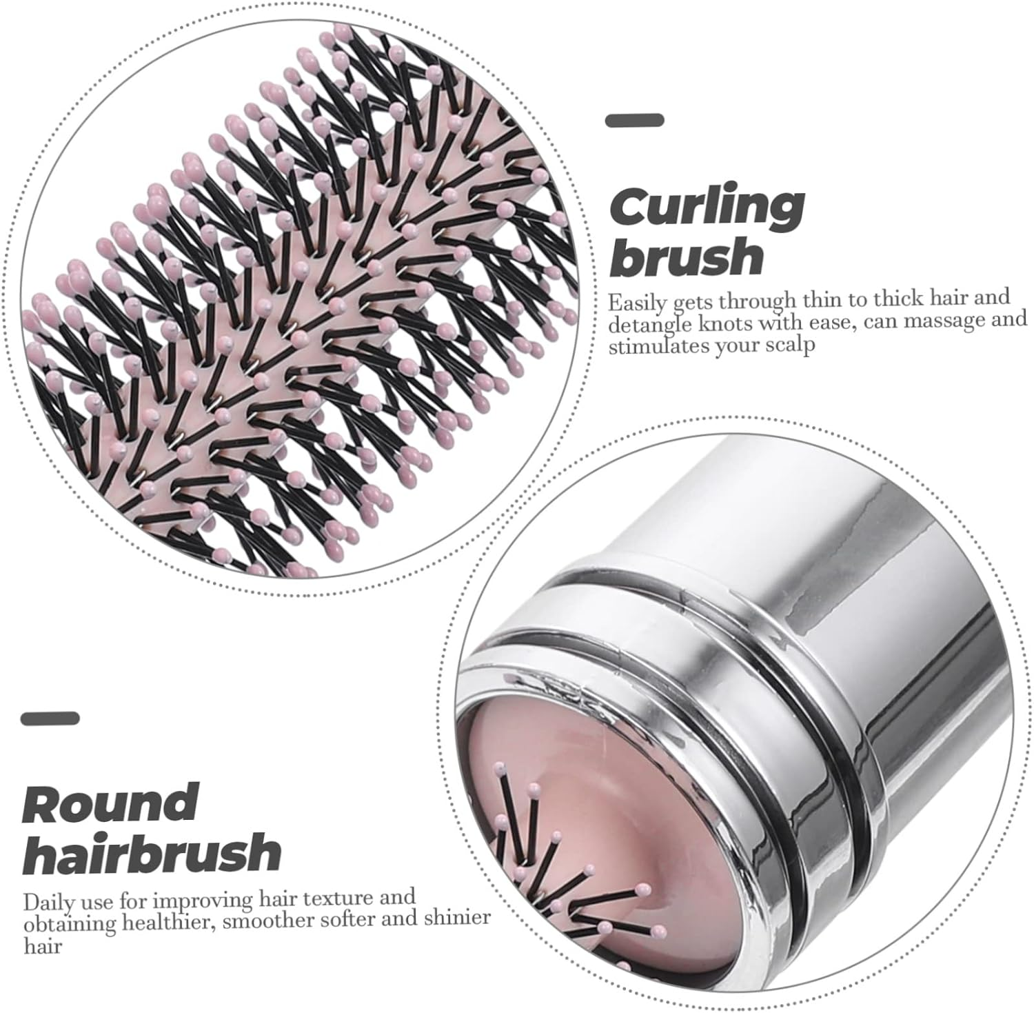 HAMPPLIES Retractable Hair Brush for Effortless Detangling Travel Friendly Roller Hairbrush for Blow Drying Styling Enhancing Shine Static Design for All Hair Types image number 2