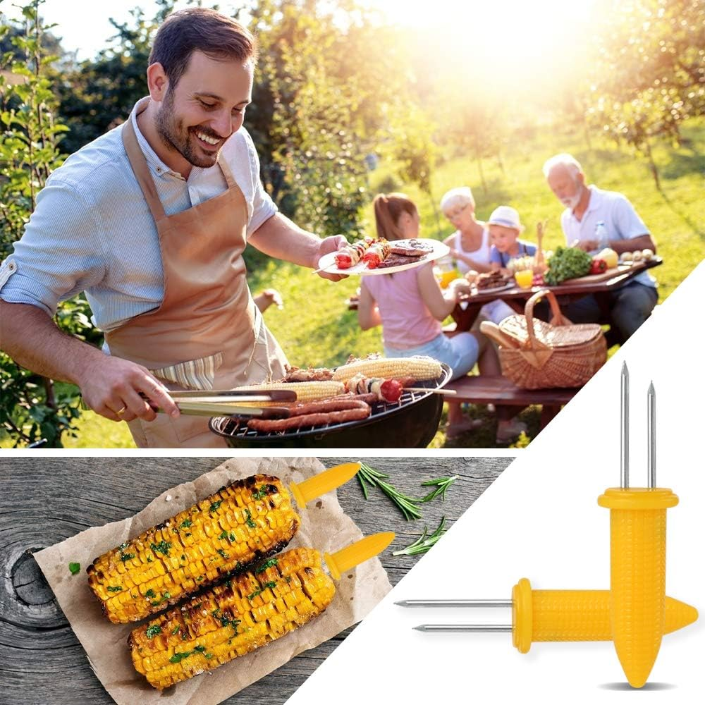 Juliyeh Corn Holders Set, 20PCS Stainless Steel Corn Cob Holders, Corn on the Cob Skewers for BBQ, Picnics & Camping, Yellow image number 1