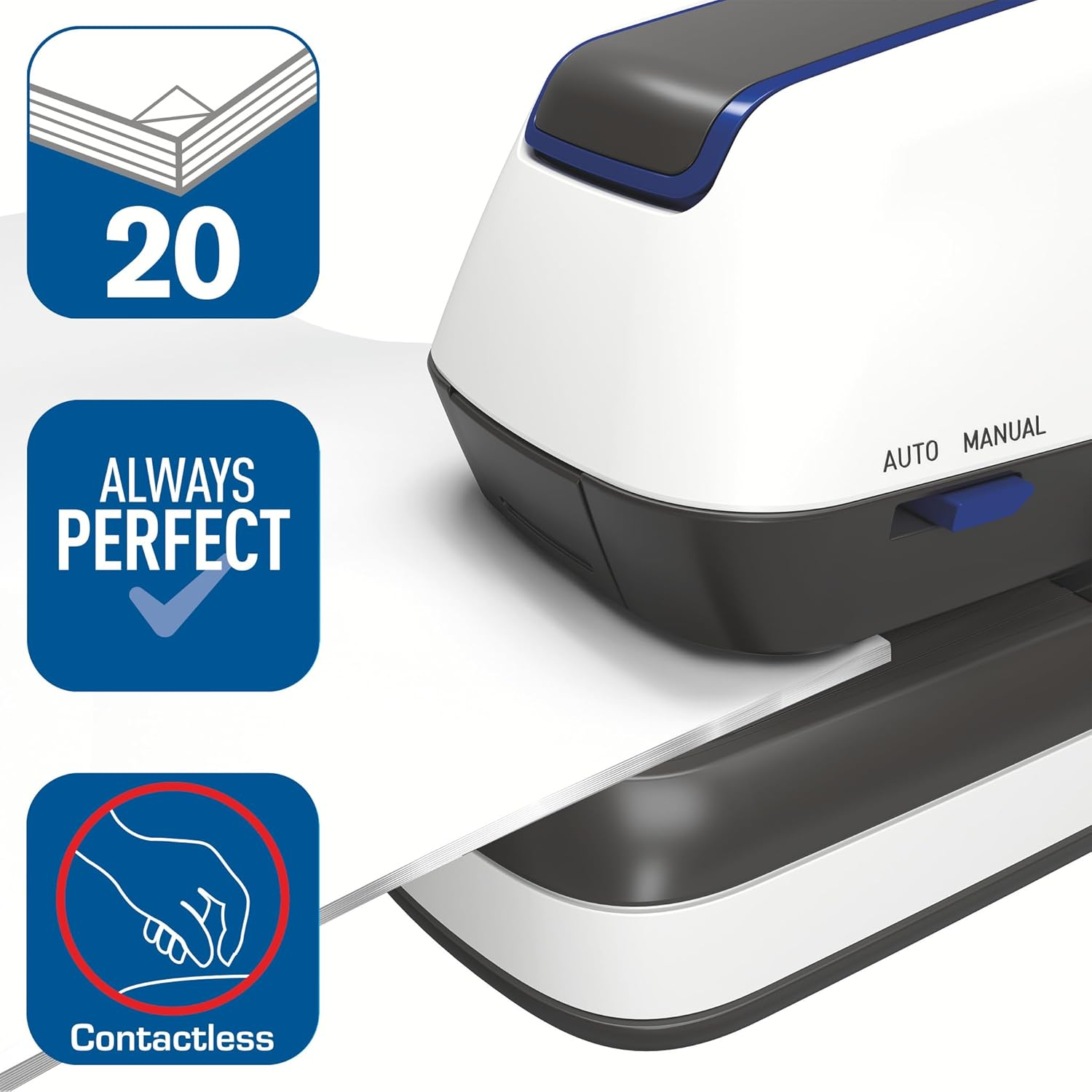Rapid Optima 20E 2102351 Electric Stapler Set with 1000 Staples, Capacity 20 Sheets, with LED Indicator, Ideal for Office and Home Office, White image number 6
