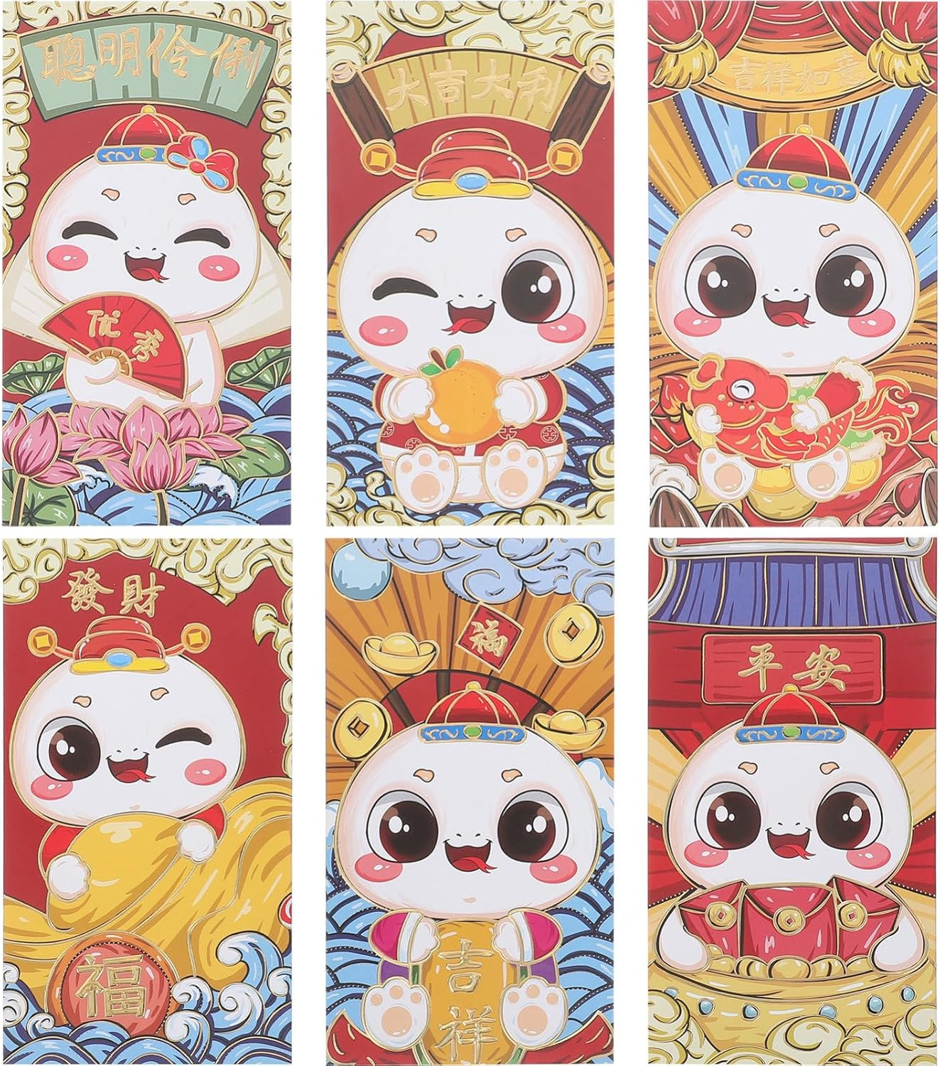 Tofficu 6Pcs Cartoon Red Envelope Bag for Lunar Year Celebrations per Pack for Boy Girl'S and Decorations Includes Wedding Money Envelopes and Birthday Money