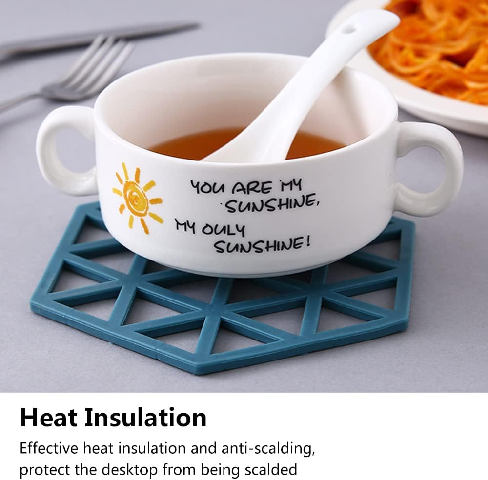 Extra Thick Silicone Mat, 4PCS Silicone Kitchen Mat, Heat Resistant Multi-Purpose None Slip Table Place Mats for Hot Pots Holder, Pads, Pans, Dishes, Spoon Rest, Coaster (White Triangle) image number 3