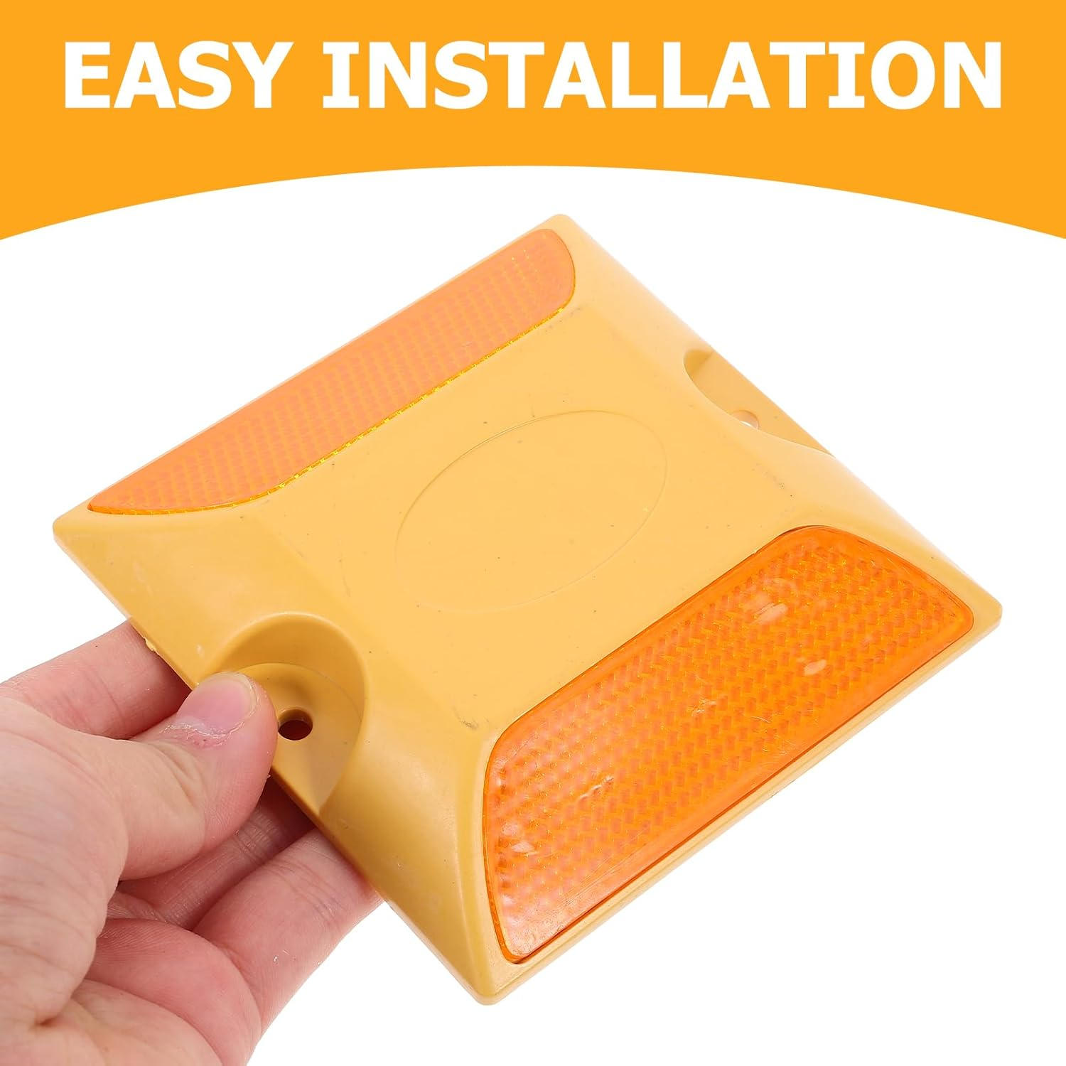 ULTECHNOVO Road Reflectors Pack of 8 | 4 by 4 Inch Street Pavement and Asphalt Stud Markers | Great for Speed Bumps, Sidewalks, Pedestrian Crossings, Freeways and Driveways | Industrial Grade Material image number 6