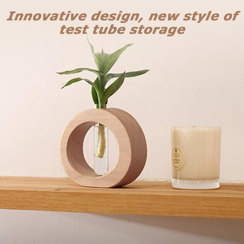 Plant Propagation Stand with Single Glass Test Tube, Wooden Hydroponic Planter, Home Office Garden Decor Plant, Minimalist Plant Holder, Suitable for Living Room, Bedroom, Office image number 6