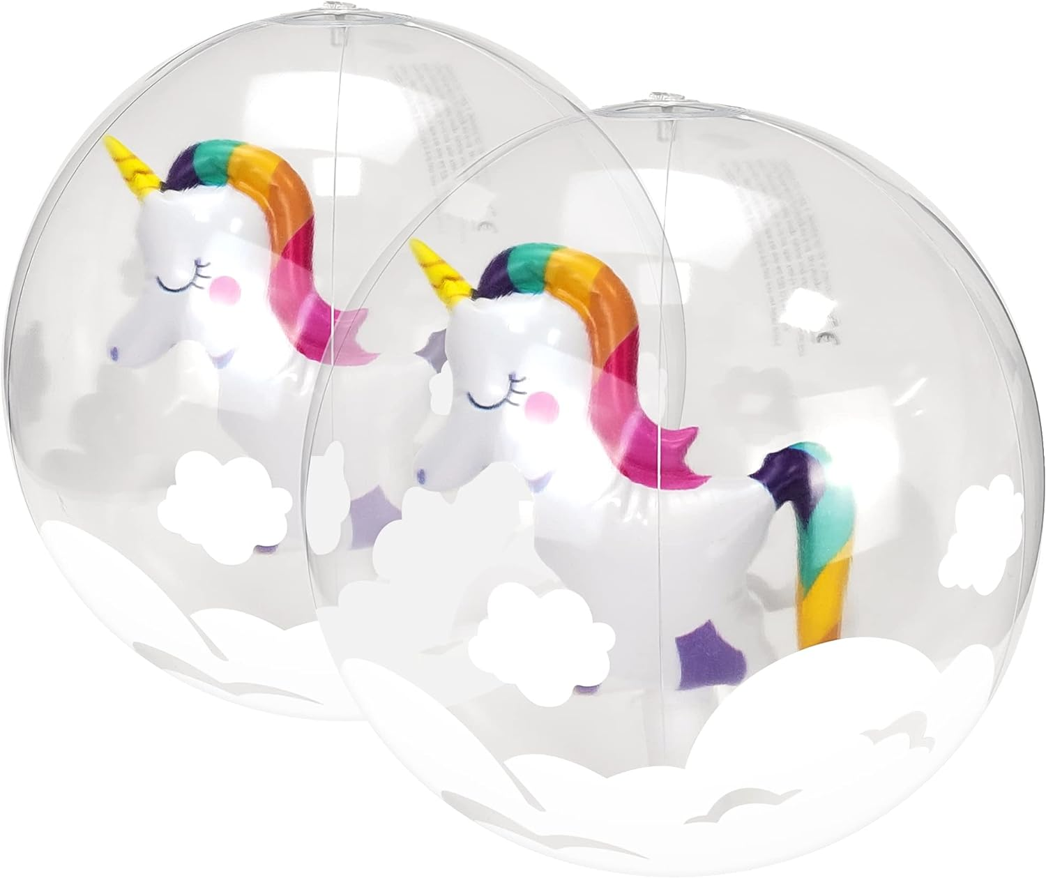 2 Pieces 12 Inch Unicorn Inflatable Beach Ball 3D Unicorn inside Design Swimming Pool Float Balls Summer Water Fun Game Ball Beach Football for Kids Adults Outdoor Activity Pool Beach Party Toys image number 2