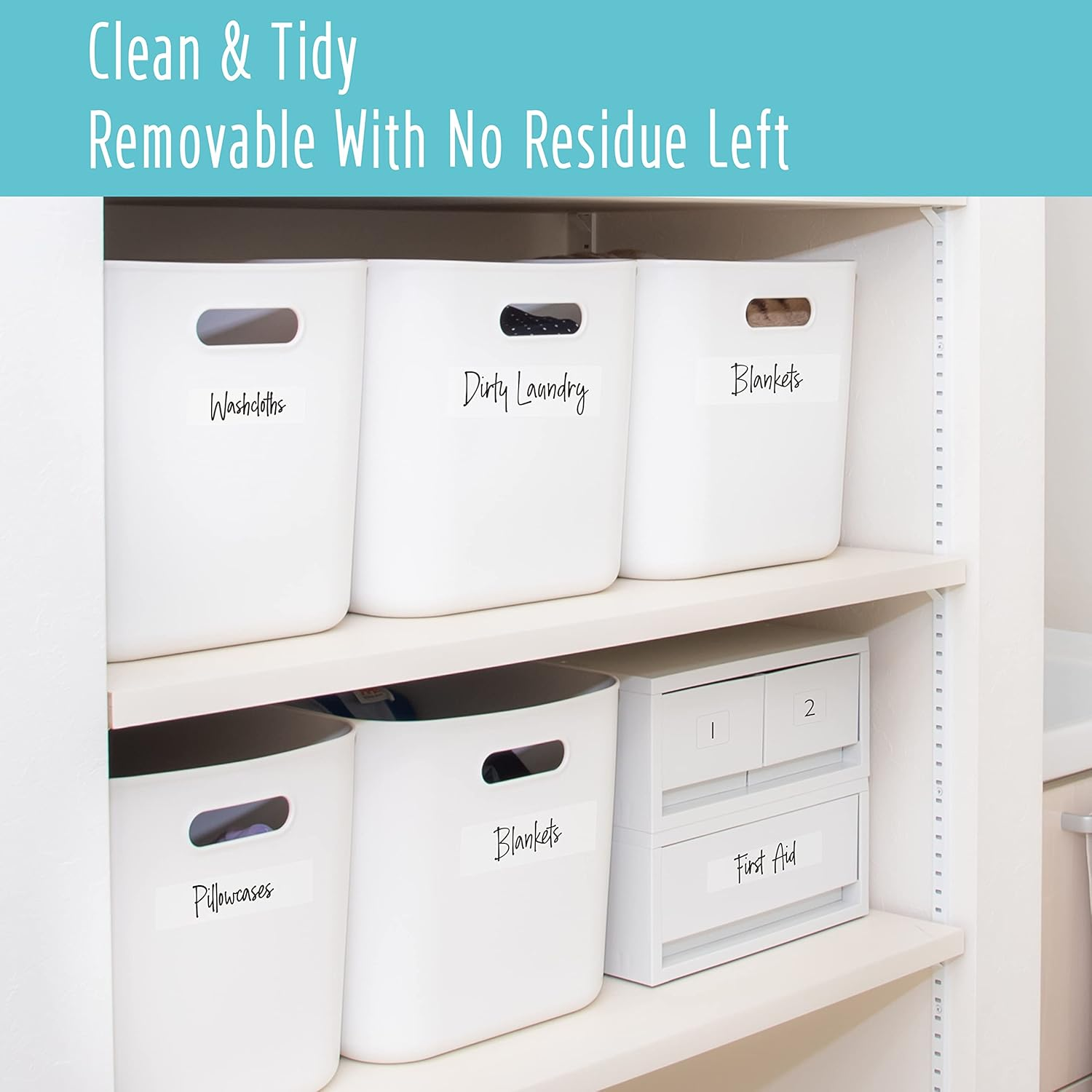 Hebayy 242 Pcs Laundry Room, Linen Closet & Office Labels, 220 Pre-Printed Waterproof Oil&Tear Resistant Removable Stickers, 22 Blank Ones, No Residue for Home Office Craft Room Organization image number 1