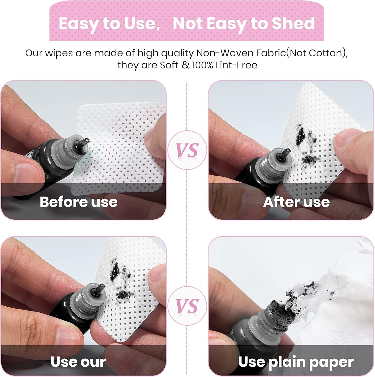 1000 PCS Lint Free Nail Wipes,Eyelash Extension Glue Wipes with Container,Super Absorbent Soft Non-Woven Fabric Lash Glue Wipes,Lint Free Wipes for Lash Extension Supplies & Nail Polish Remover-White