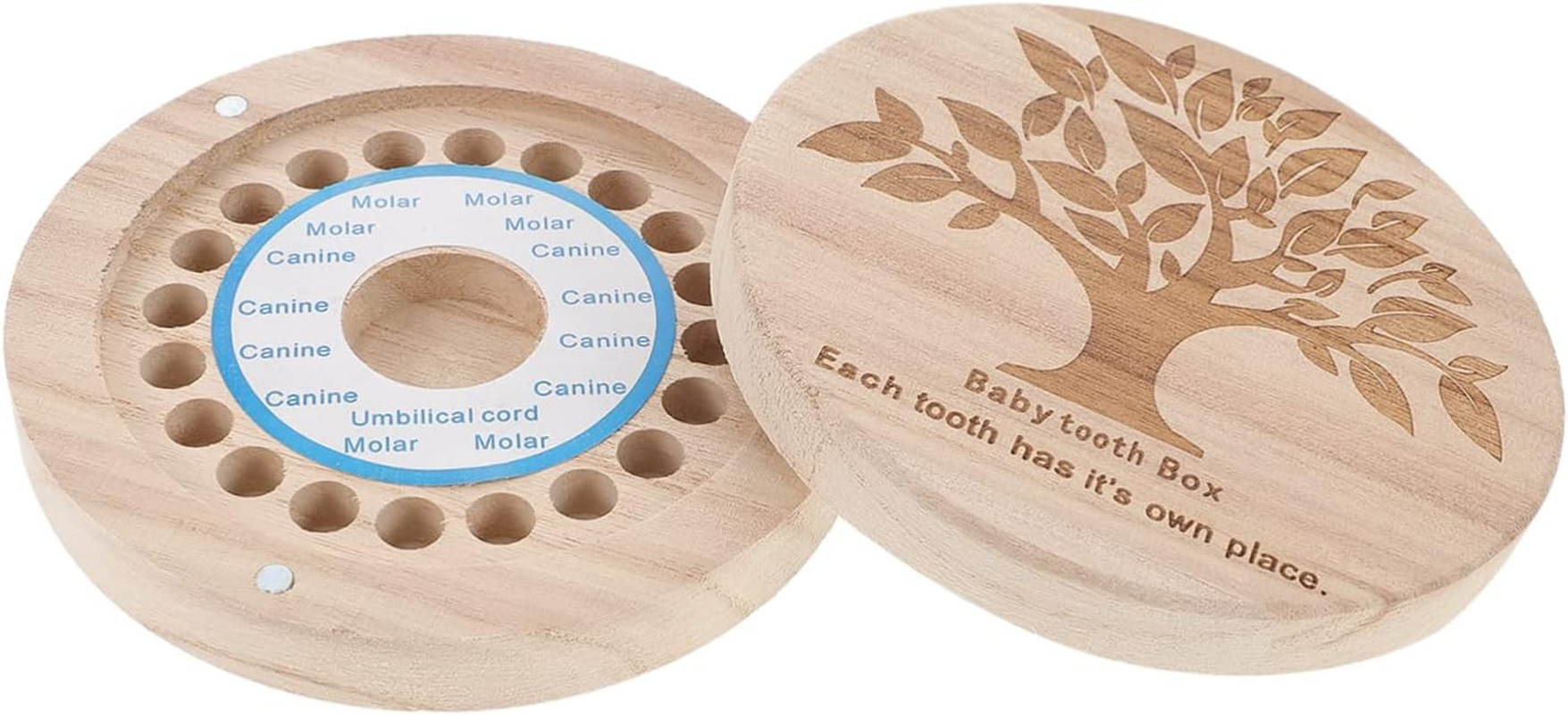 Ifundom Baby Tooth Box and Hair Keepsake for Babies Wooden Teeth Storage Box Newborn