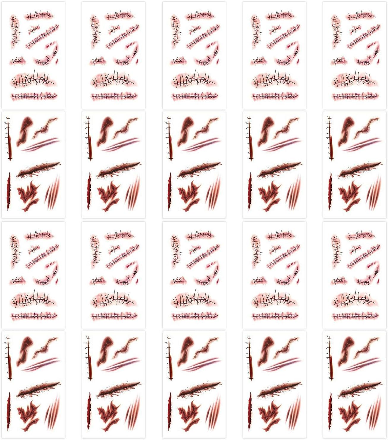 20 Scar Tattoo Stickers, Creative Simulation Tattoo Stickers, Role Play, Makeup Party Supplies, Waterproof Tattoo Stickers image number 5