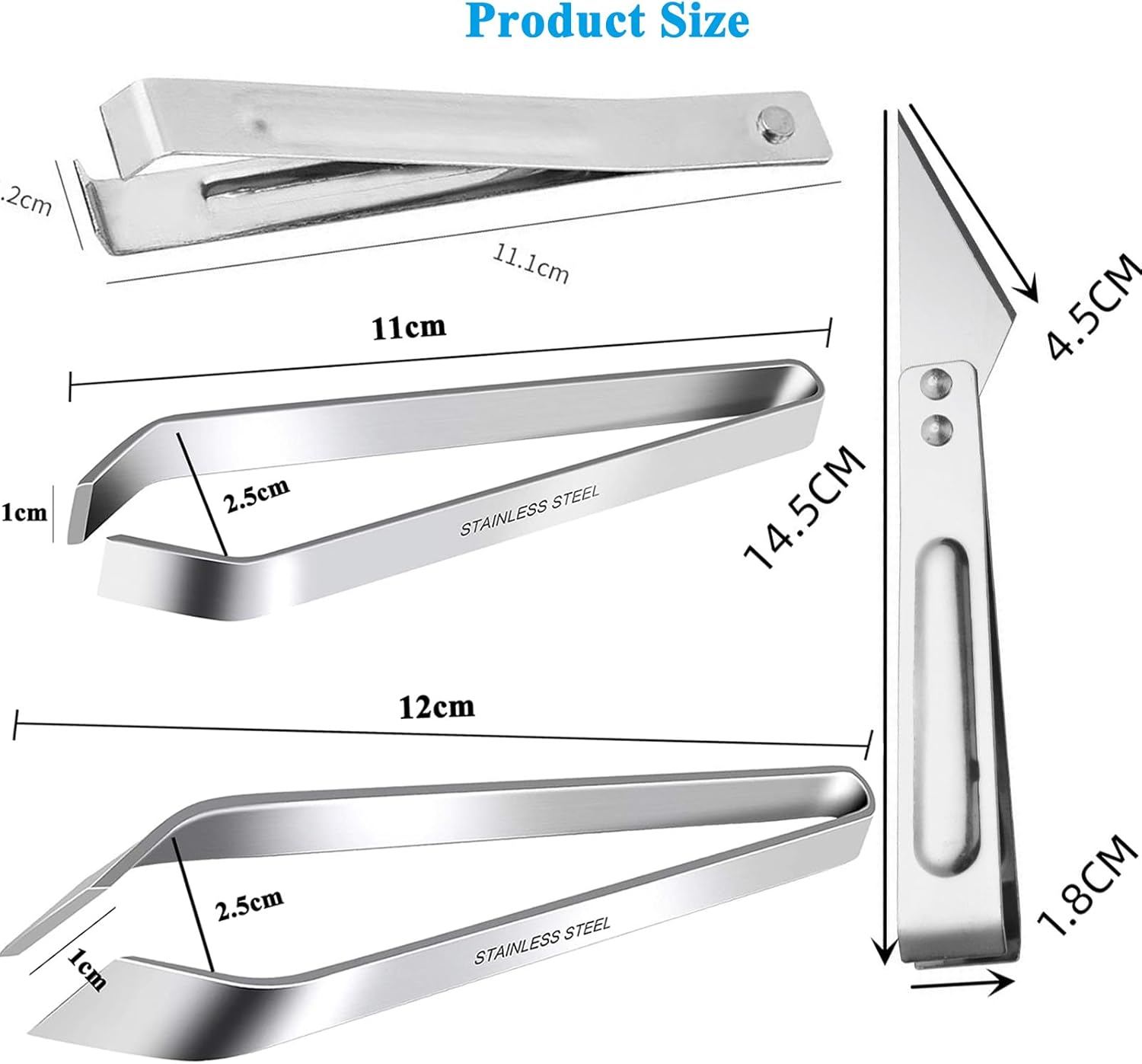 4Pieces Fish Bone Tweezers Upgraded - Global Japanese Pin Tweezer Pliers Curved Non-Slip Grip Set Remover Kitchen Tool Flat Bevel Edge Stainless Steel Fishbone Clips image number 4