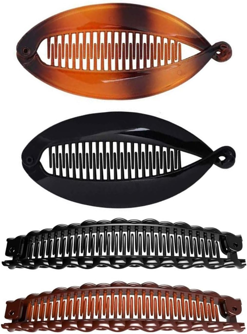 KEMUZ Pack of 4 Banana Clips, Non-Slip Ponytail Holder, Vintage Fishtail Hair Clip, French Ponytail Holder for Long, Curly or Straight Hair, for Women and Girls image number 1