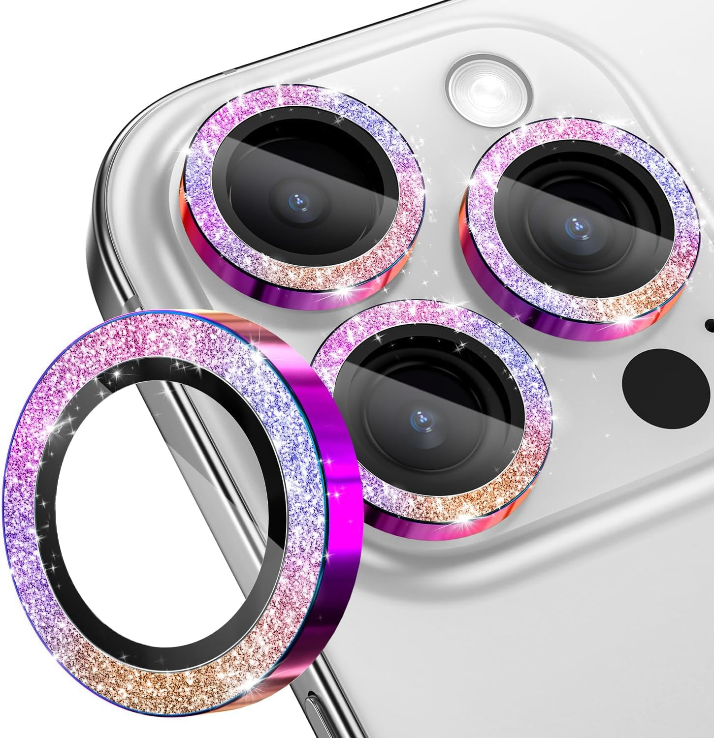 Cloudvalley for Iphone 16 Pro/Iphone 16 Pro Max Camera Lens Protector, [1 Second Installaion] Ultra-Hd Tempered Glass Cover, [Case-Friendly] Metal Lens Screen Protective Ring,Black Titanium