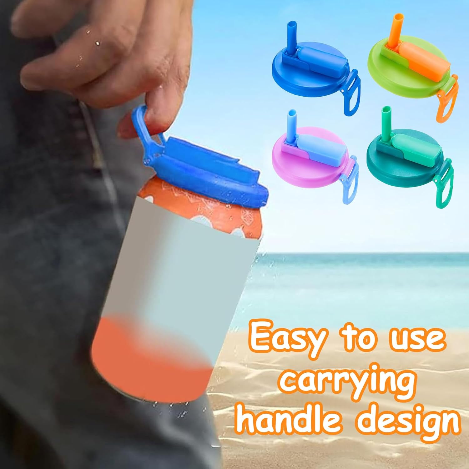 Zurligi 4 Pcs Soda Can Lids Cover with 8 Pcs Straw, Reusable Can Covers for Soda, Beer, Juice, Easy Clip on Caps Lid - for Cans with Top of 2.13Inch (54Mm), 4 Colors image number 2