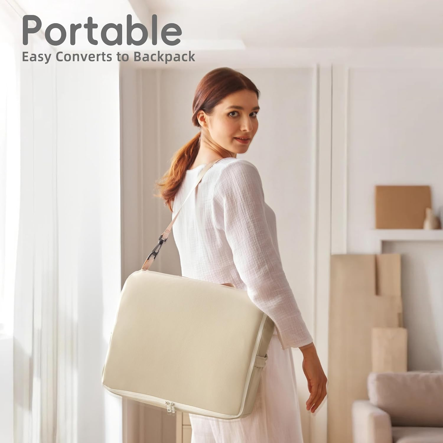 Sofoliana Baby Changing Pad, Portable Changing Pad with Waterproof Lining, Converts to Backpack for Easy Travel, Leather Surface and Cotton Changing Table Pads for Dresser Top image number 6