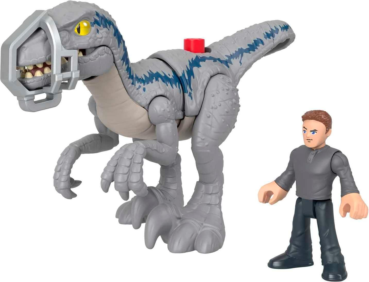 Fisher-Price Imaginext Jurassic World Dominion Dinosaur Toy Set with Blue and Owen Grady for Preschool Pretend Play, Breakout Blue image number 4
