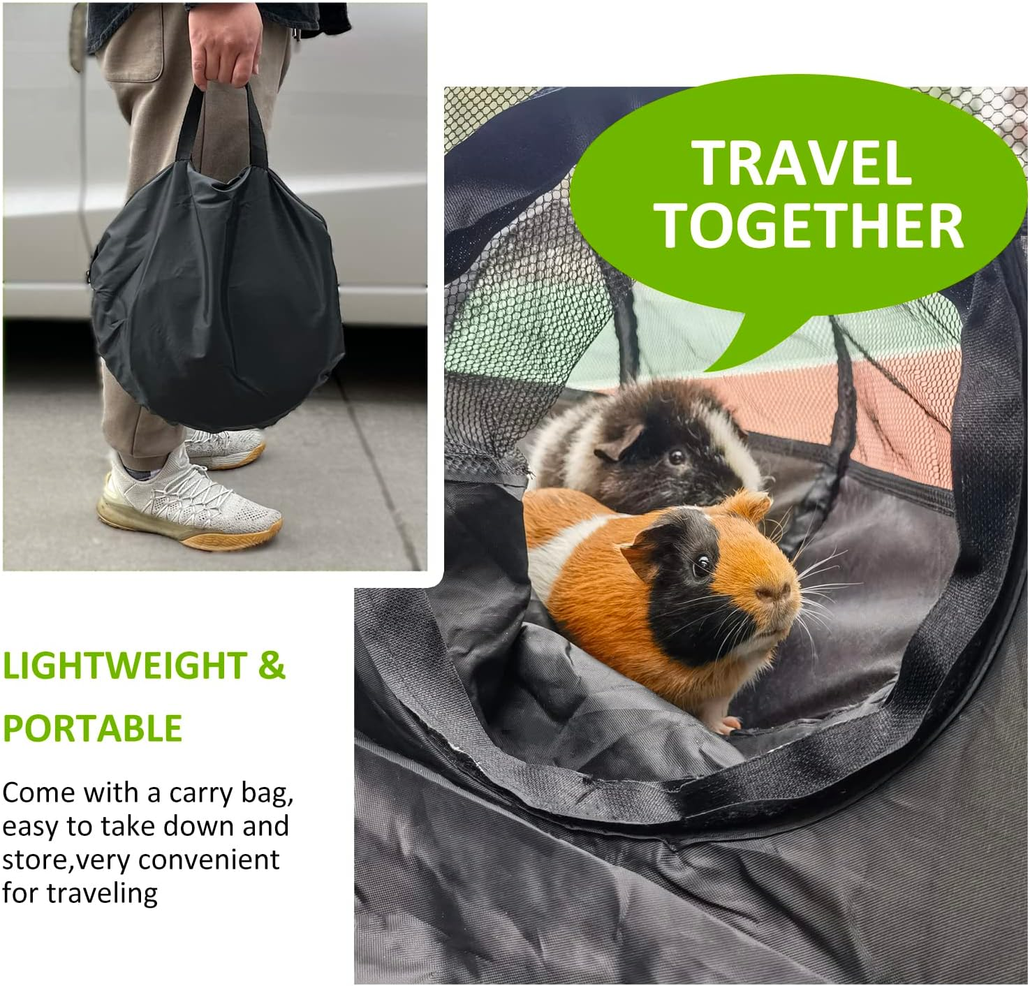 Guinea Pigs Playpen with Surround Tunnel,Pop Open Tent with Tube for Dwarf Rabbits,Chinchilla,Ferret and Other Small Animals to Run and Exercise Indoor or Outdoor (Playpen with Tunnel) image number 1