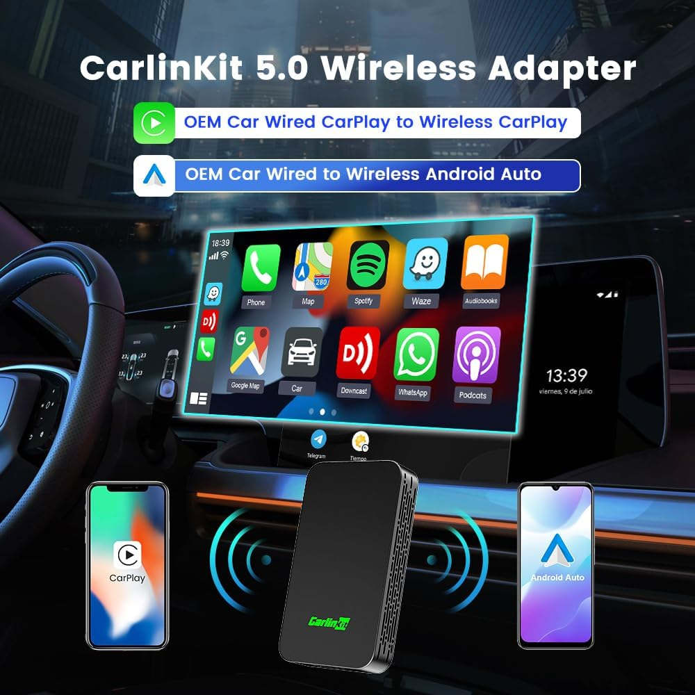 2025 Upgrade Carlinkit 5.0 Wireless Carplay Android Auto Adapter, Wireless CP/AA Adapter, Wireless Android Auto Adapter, Fast Connect, More Stable, Suit for Built-In Wired Carplay/Wired Android Auto image number 4
